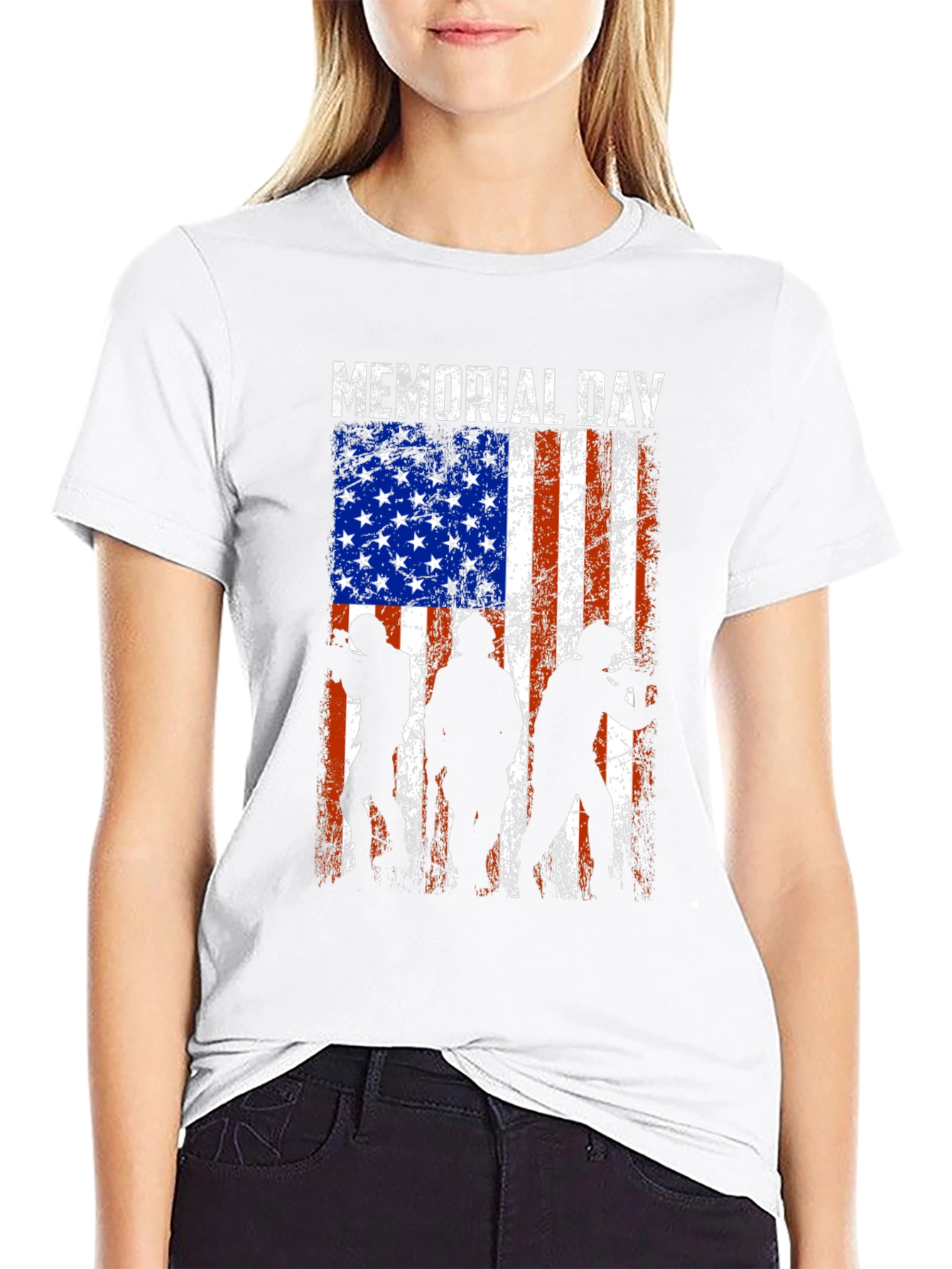 Memorial Day T-Shirt - American Flag Silhouette
