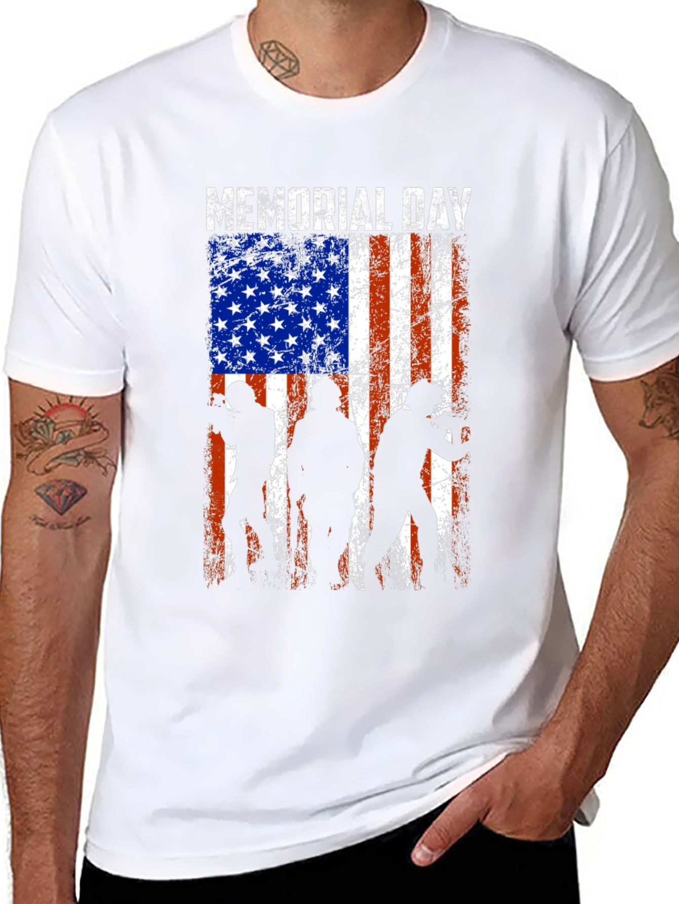 Memorial Day T-Shirt - American Flag Silhouette