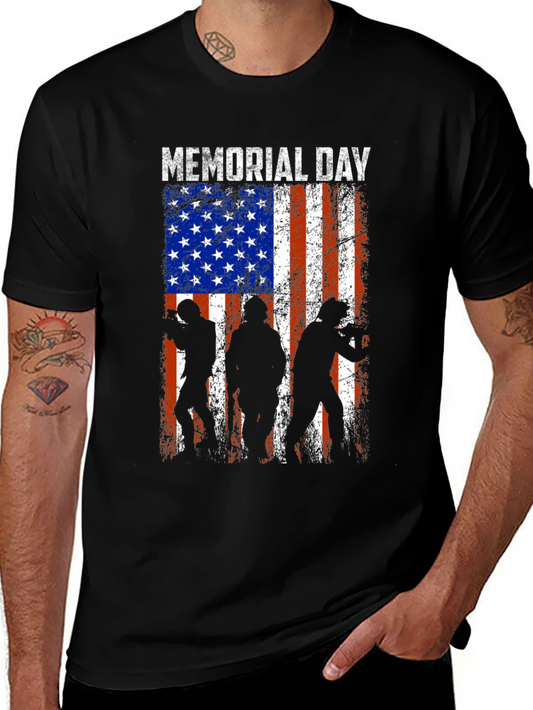 Memorial Day T-Shirt - American Flag Silhouette