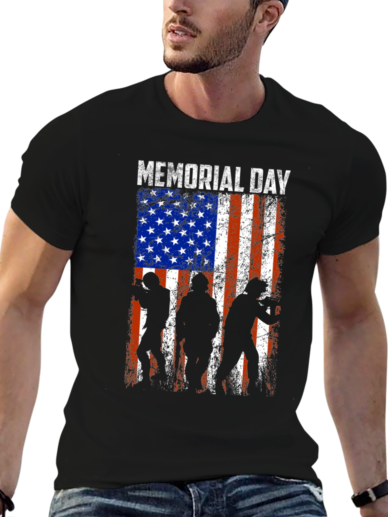 Memorial Day T-Shirt - American Flag Silhouette