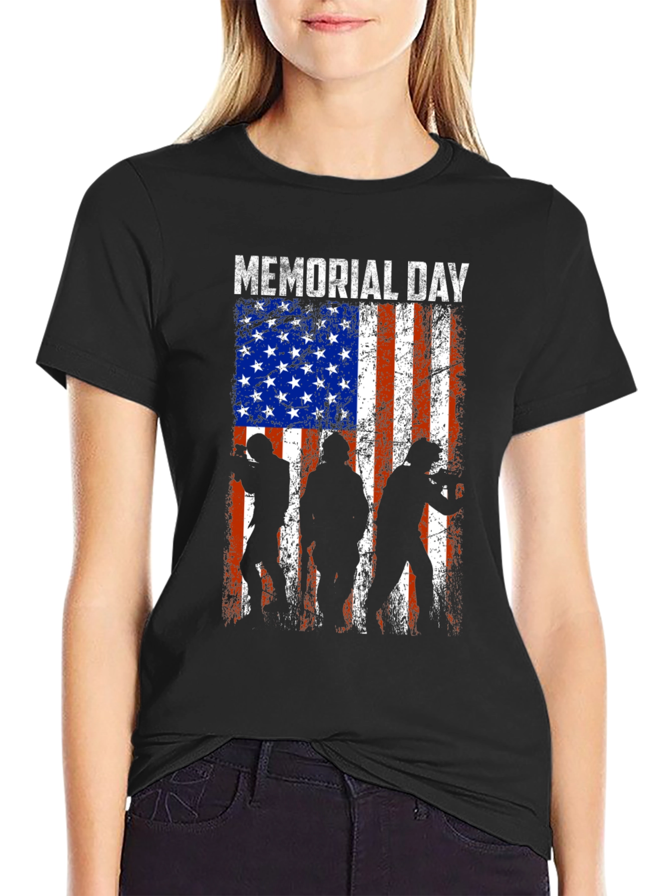 Memorial Day T-Shirt - American Flag Silhouette
