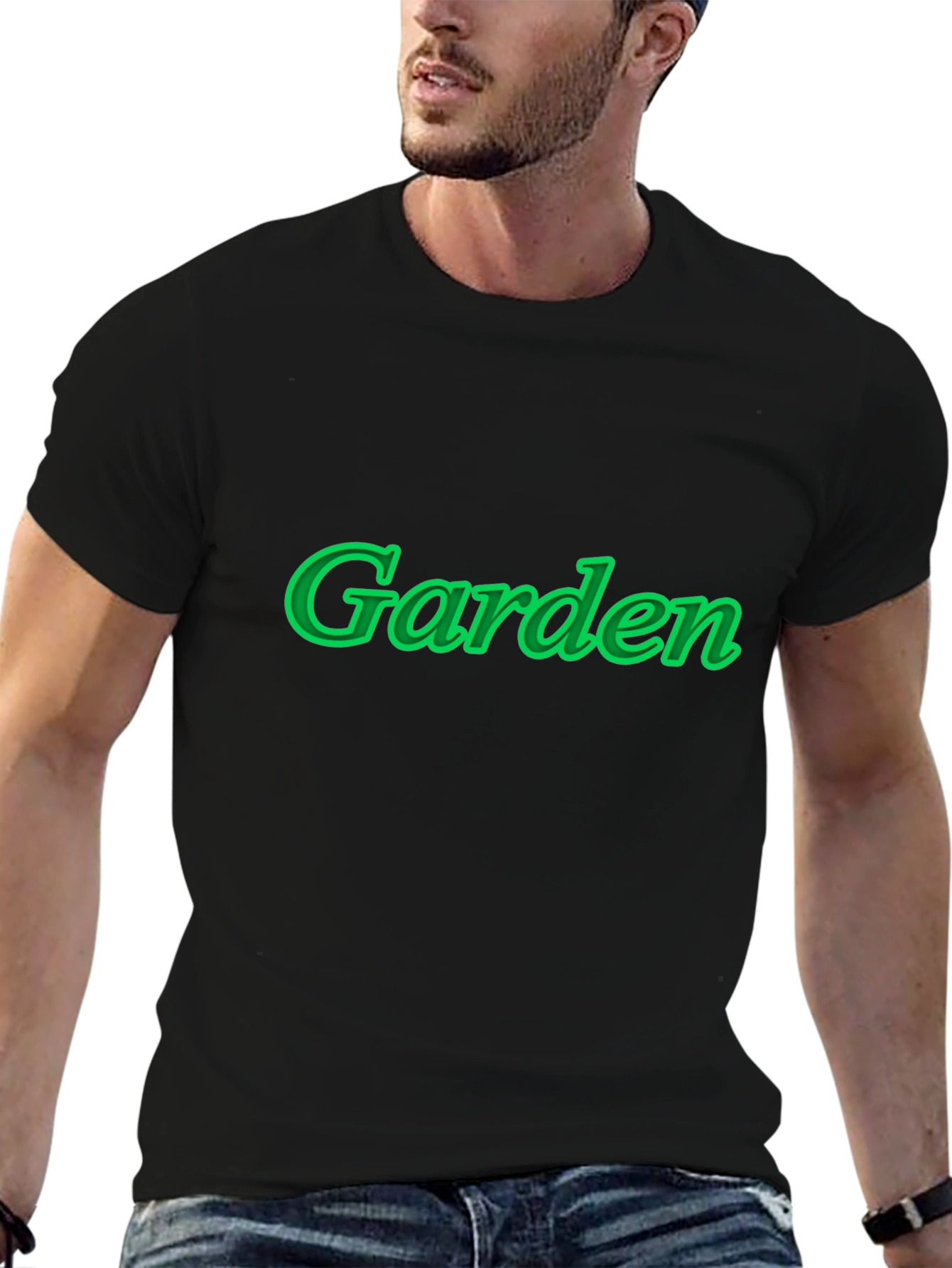 Garden Green Graphic Black T-Shirt