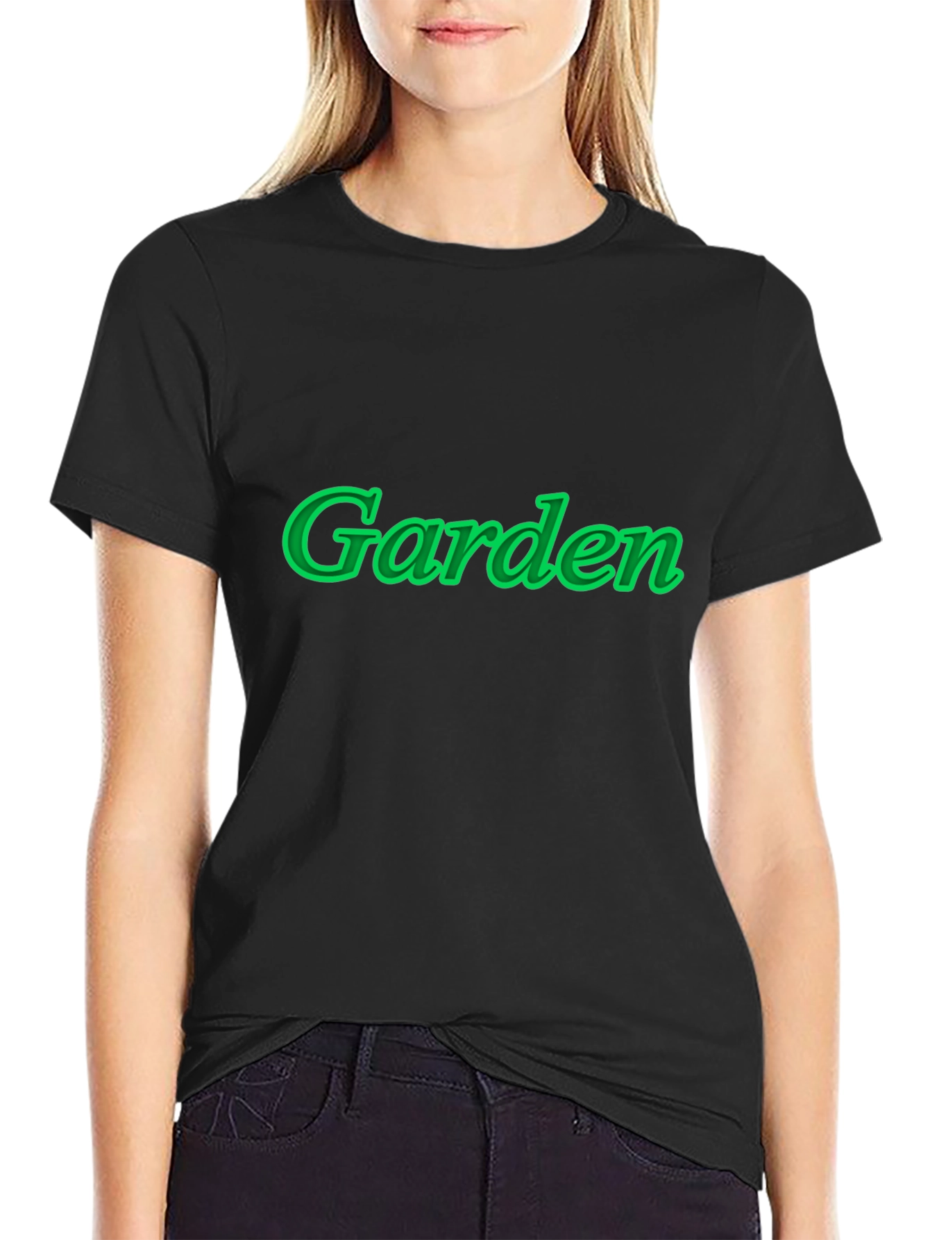 Garden Green Graphic Black T-Shirt
