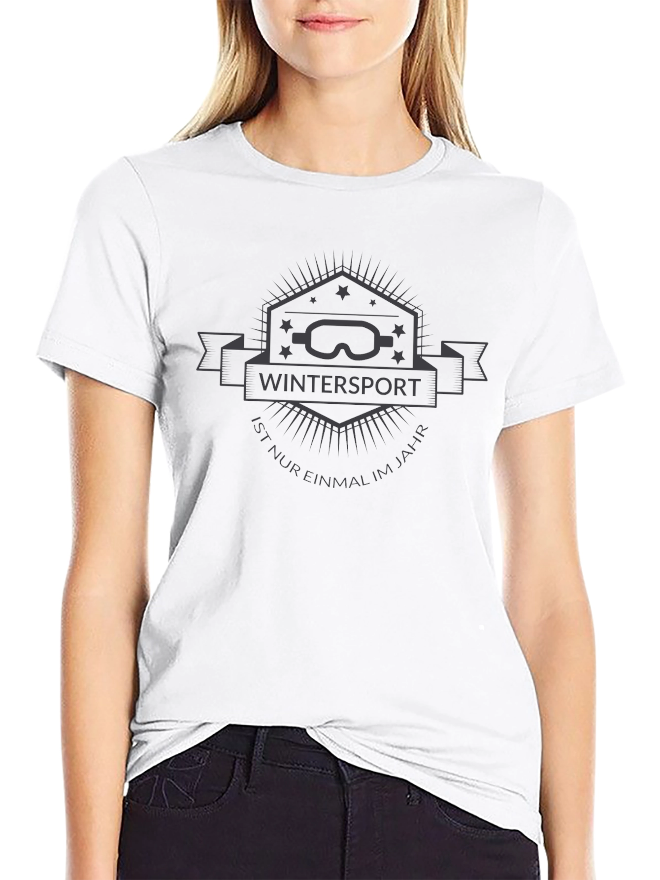 Wintersport Graphic Tee - Black Casual T-Shirt