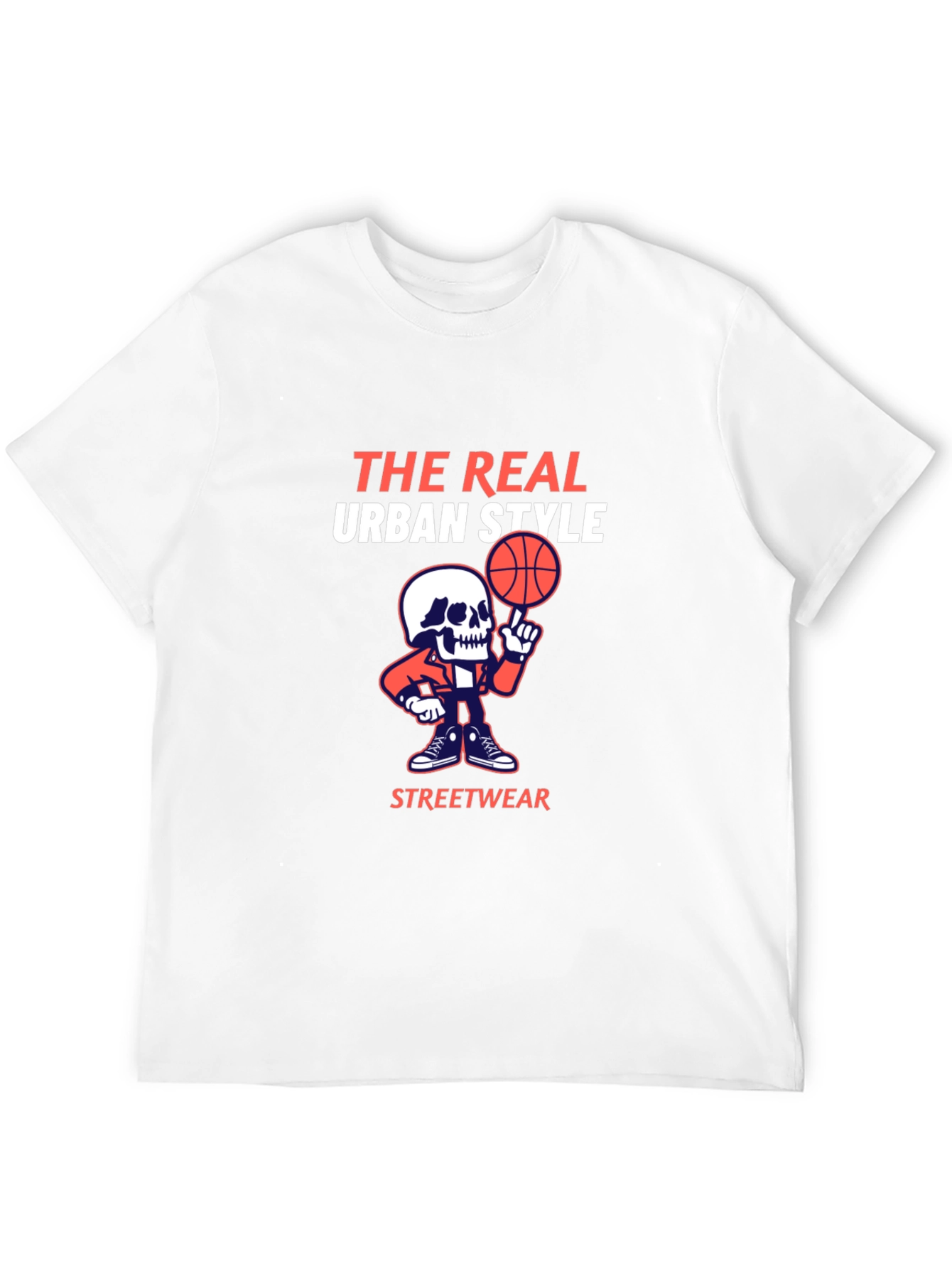 Urban Style Graphic Tee - Skull Basketball Design