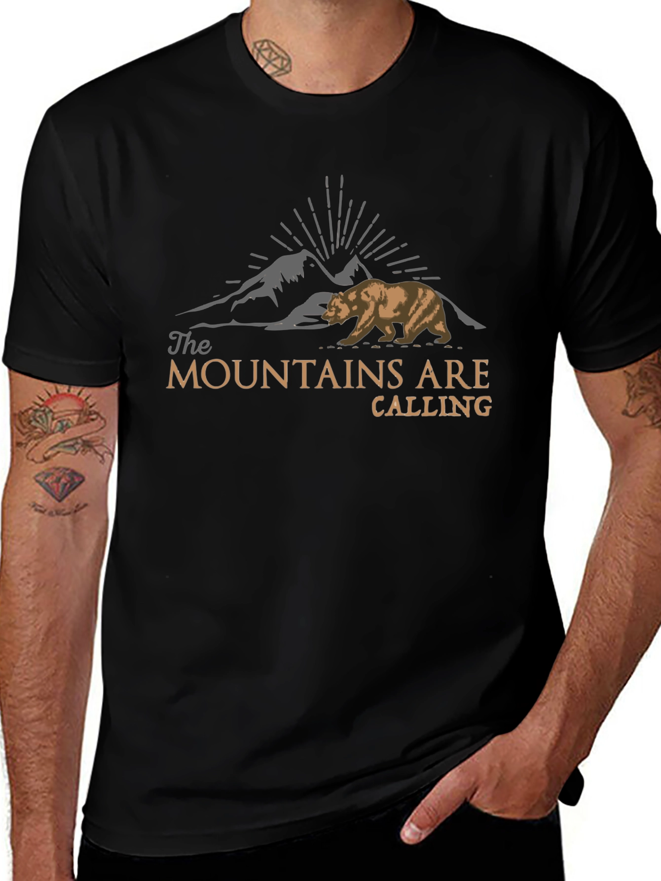 Mountains Are Calling Bear Graphic T-Shirt