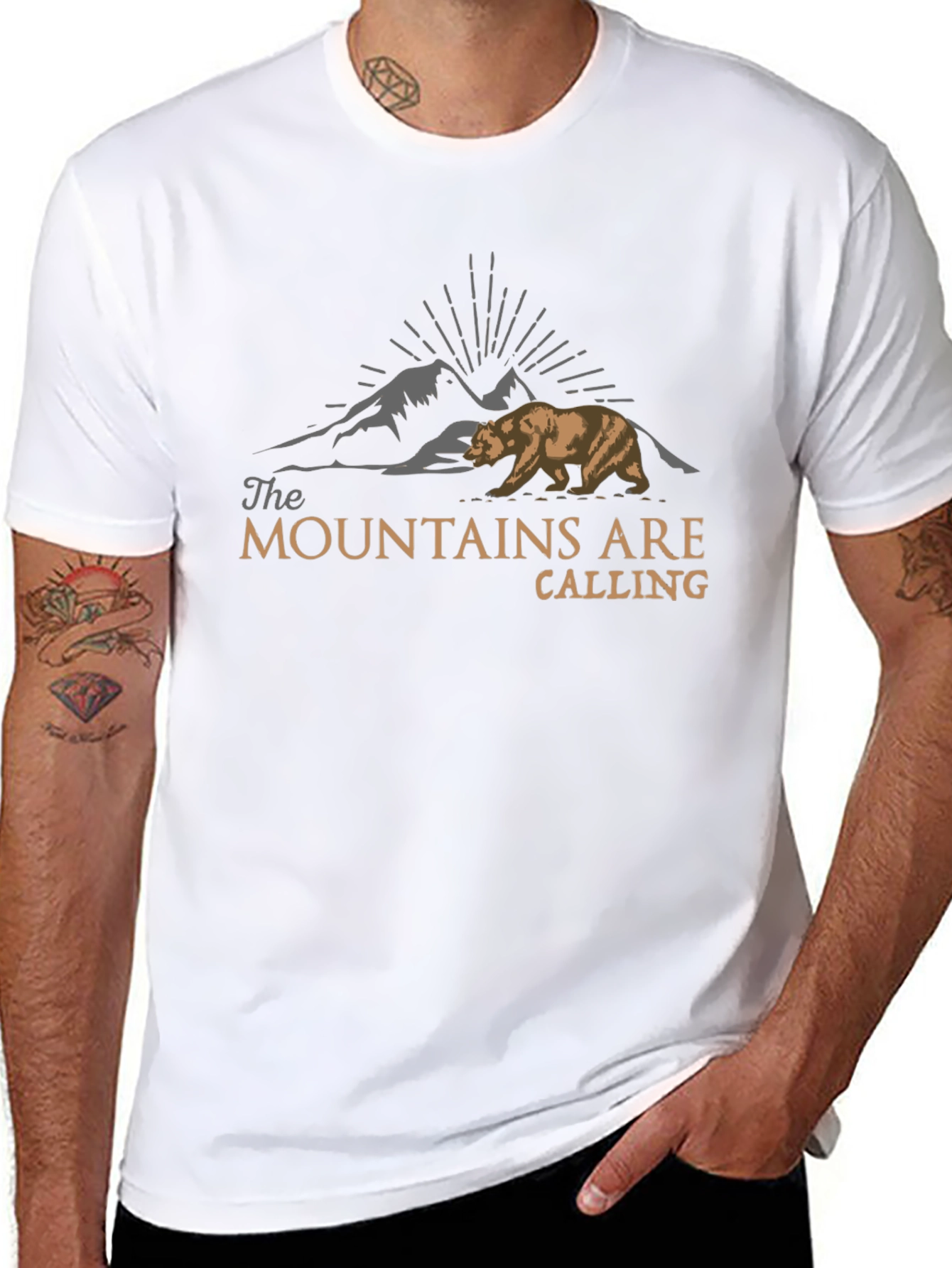 Mountains Are Calling Bear Graphic T-Shirt