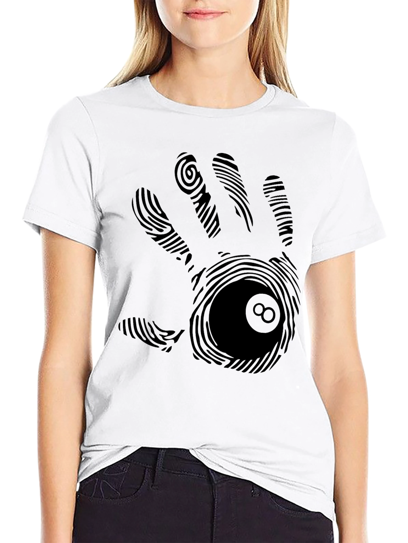 Fingerprint 8-Ball Hand Graphic T-Shirt