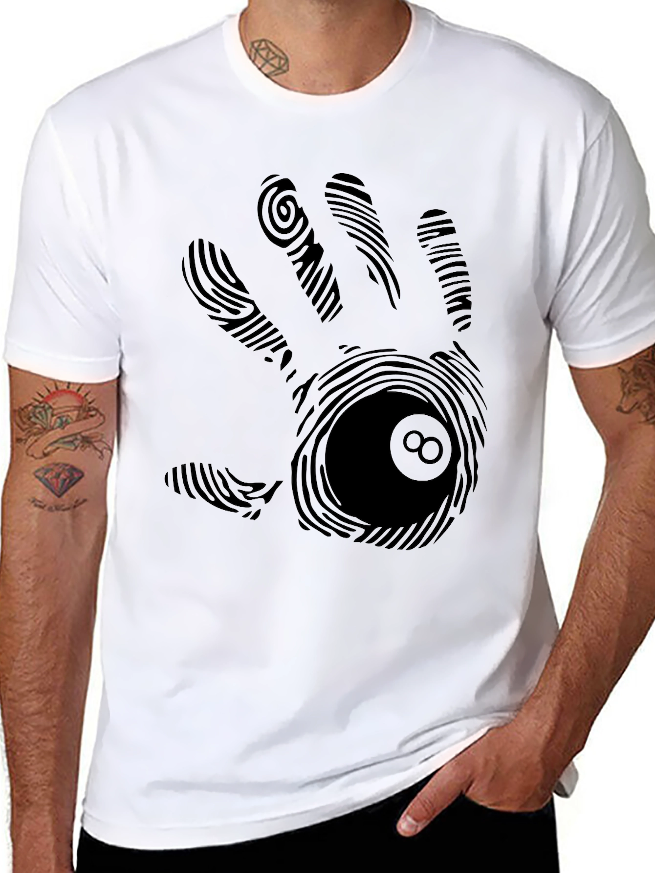 Fingerprint 8-Ball Hand Graphic T-Shirt