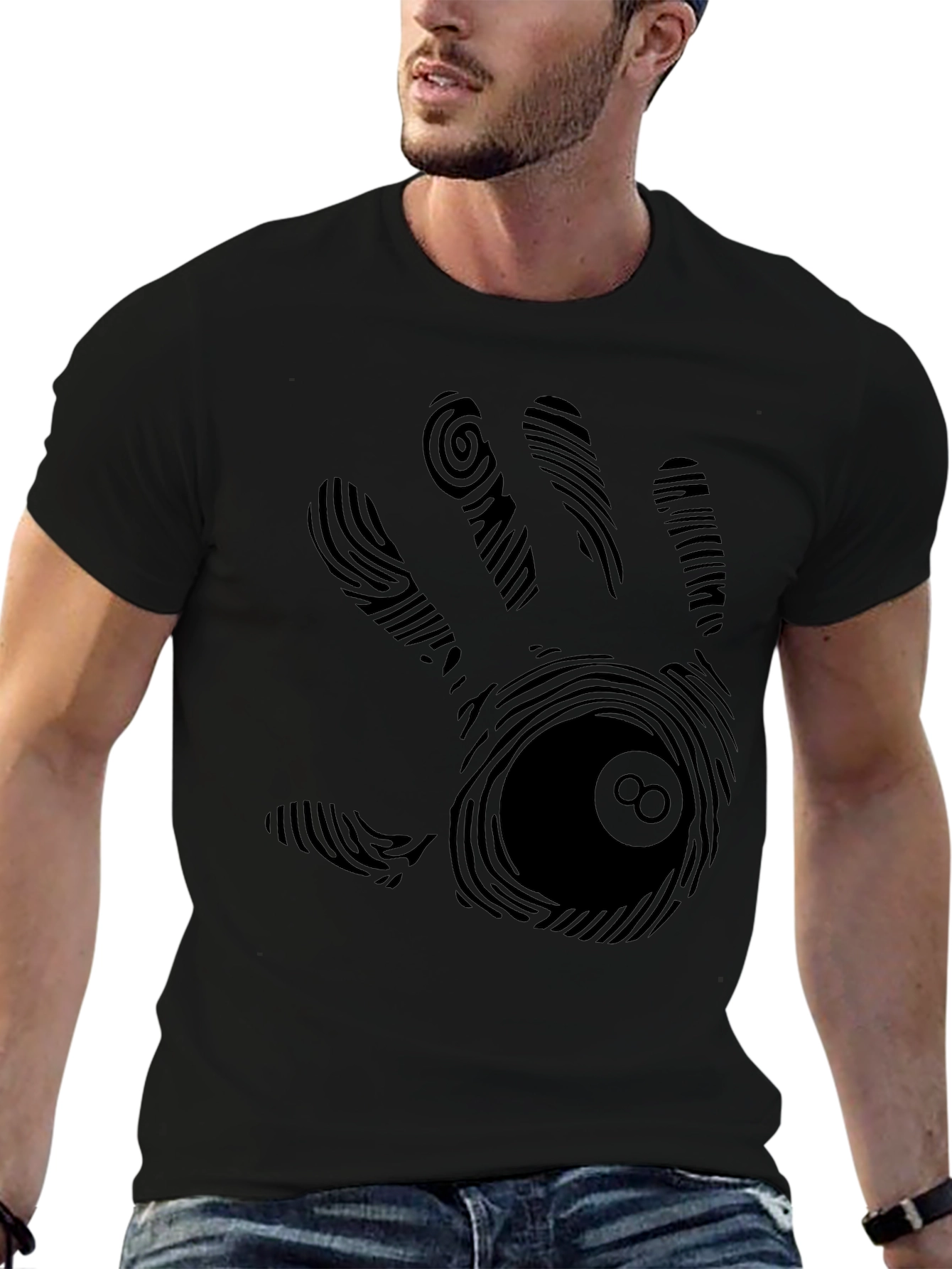 Fingerprint 8-Ball Hand Graphic T-Shirt