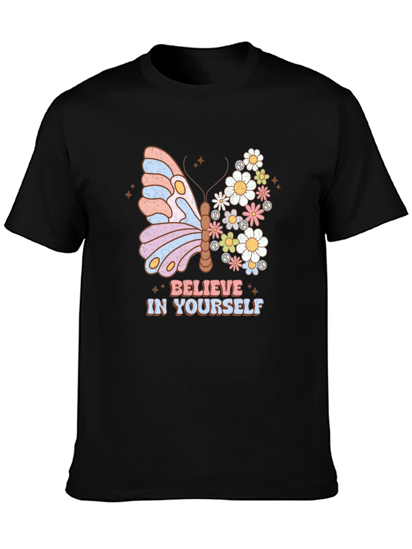 Believe In Yourself Butterfly Floral Graphic Tee