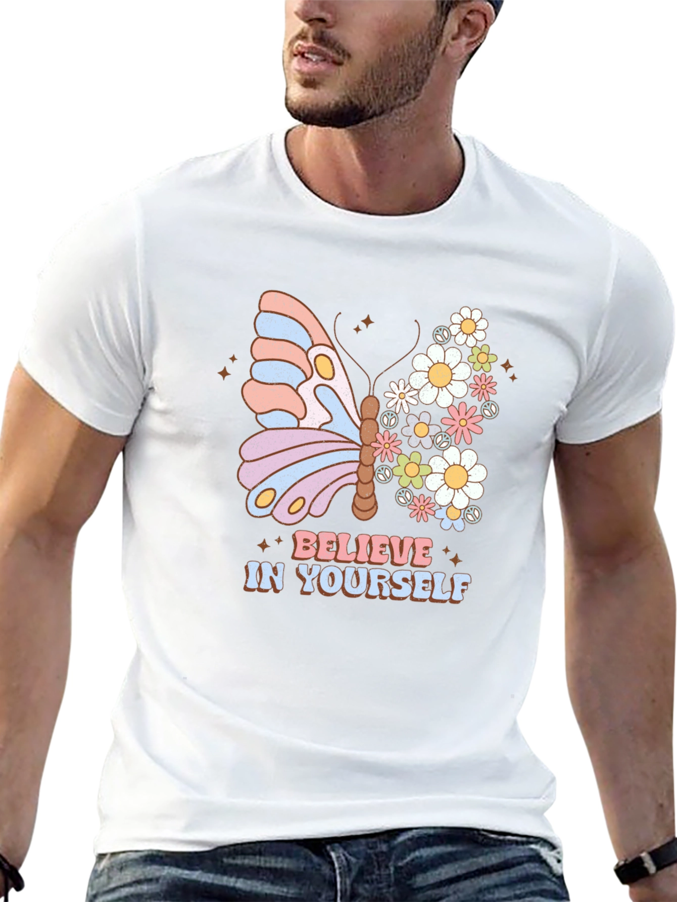 Believe In Yourself Butterfly Floral Graphic Tee