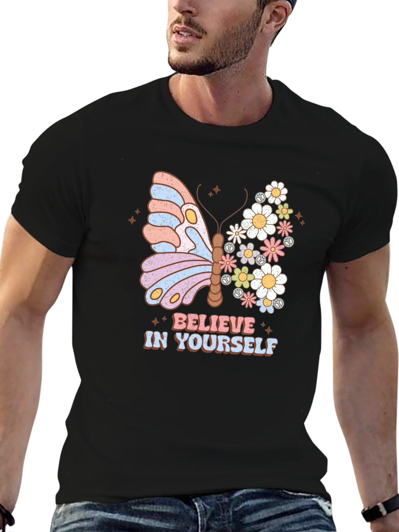 Believe In Yourself Butterfly Floral Graphic Tee