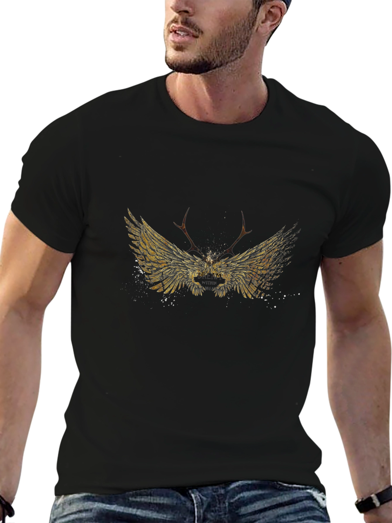 Winged Antler Black Tee