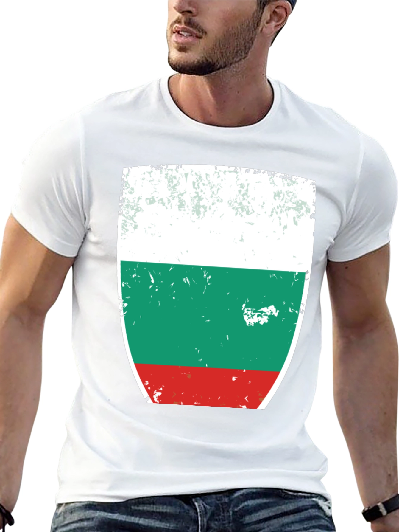 Bulgaria Flag T-Shirt Distressed Design Black