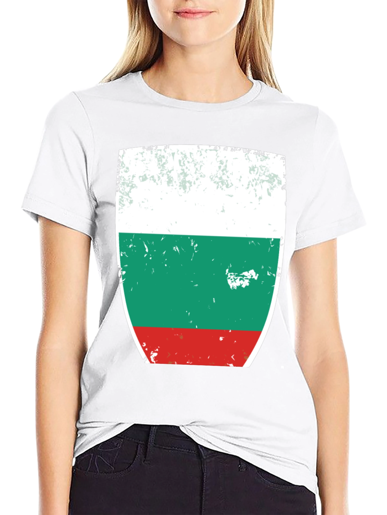 Bulgaria Flag T-Shirt Distressed Design Black
