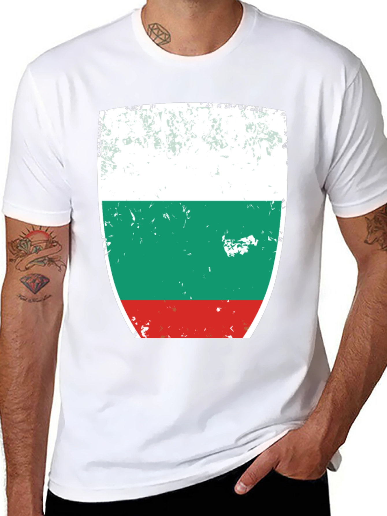 Bulgaria Flag T-Shirt Distressed Design Black