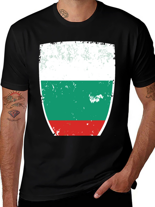 Bulgaria Flag T-Shirt Distressed Design Black