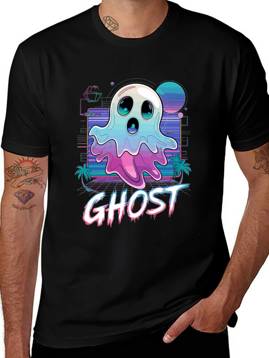 Retro Ghost Graphic Tee - Vaporwave Style T-Shirt