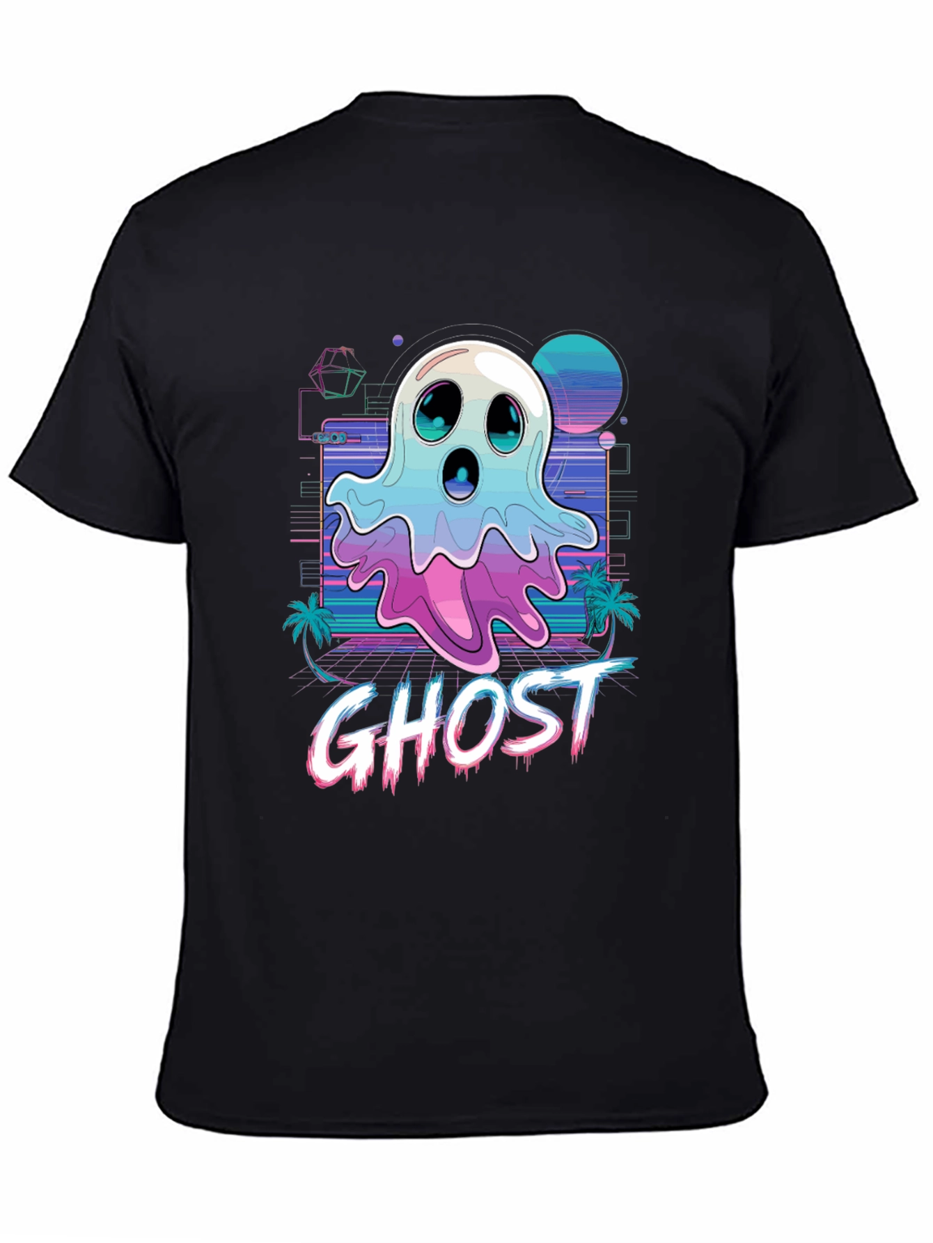 Retro Ghost Graphic Tee - Vaporwave Style T-Shirt