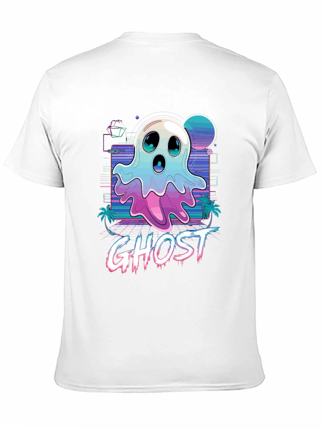 Retro Ghost Graphic Tee - Vaporwave Style T-Shirt