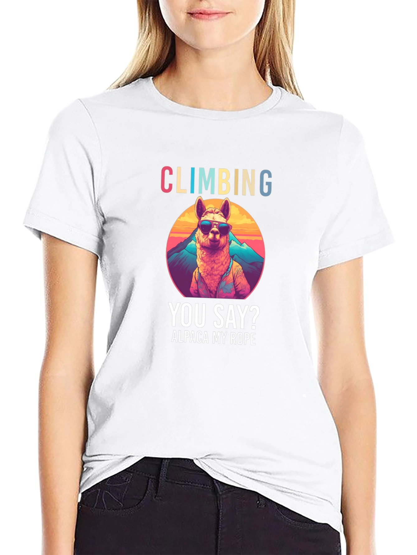 Climbing Alpaca T-Shirt Funny Outdoors Apparel