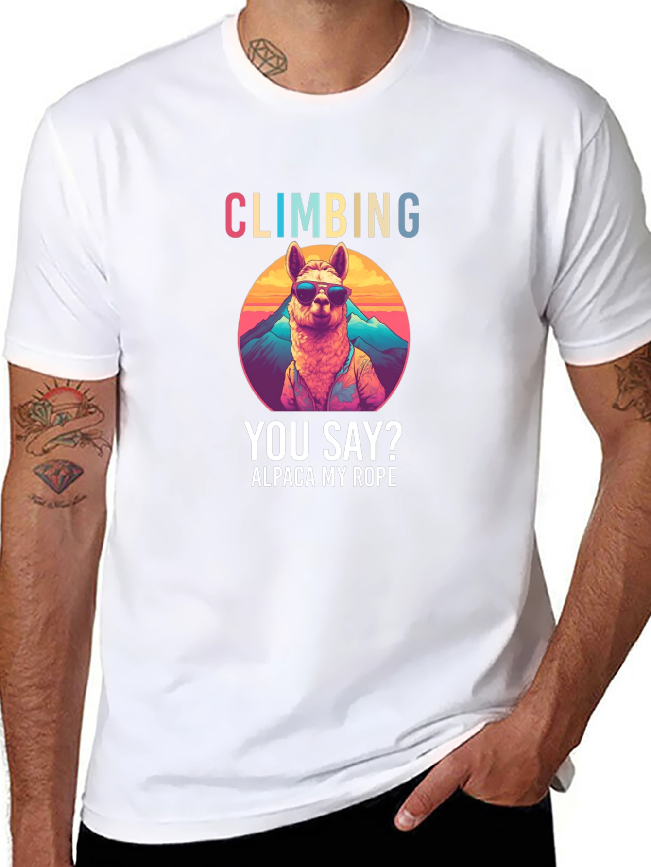 Climbing Alpaca T-Shirt Funny Outdoors Apparel