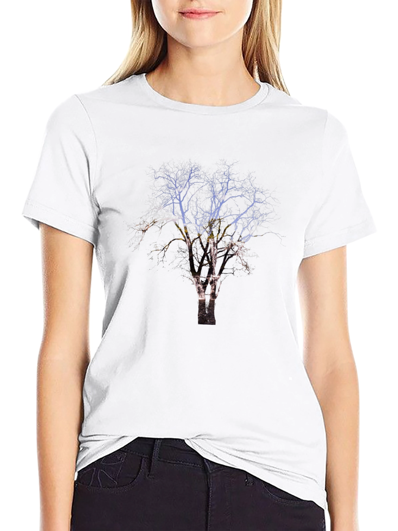 Nature Tree Graphic Black T-Shirt