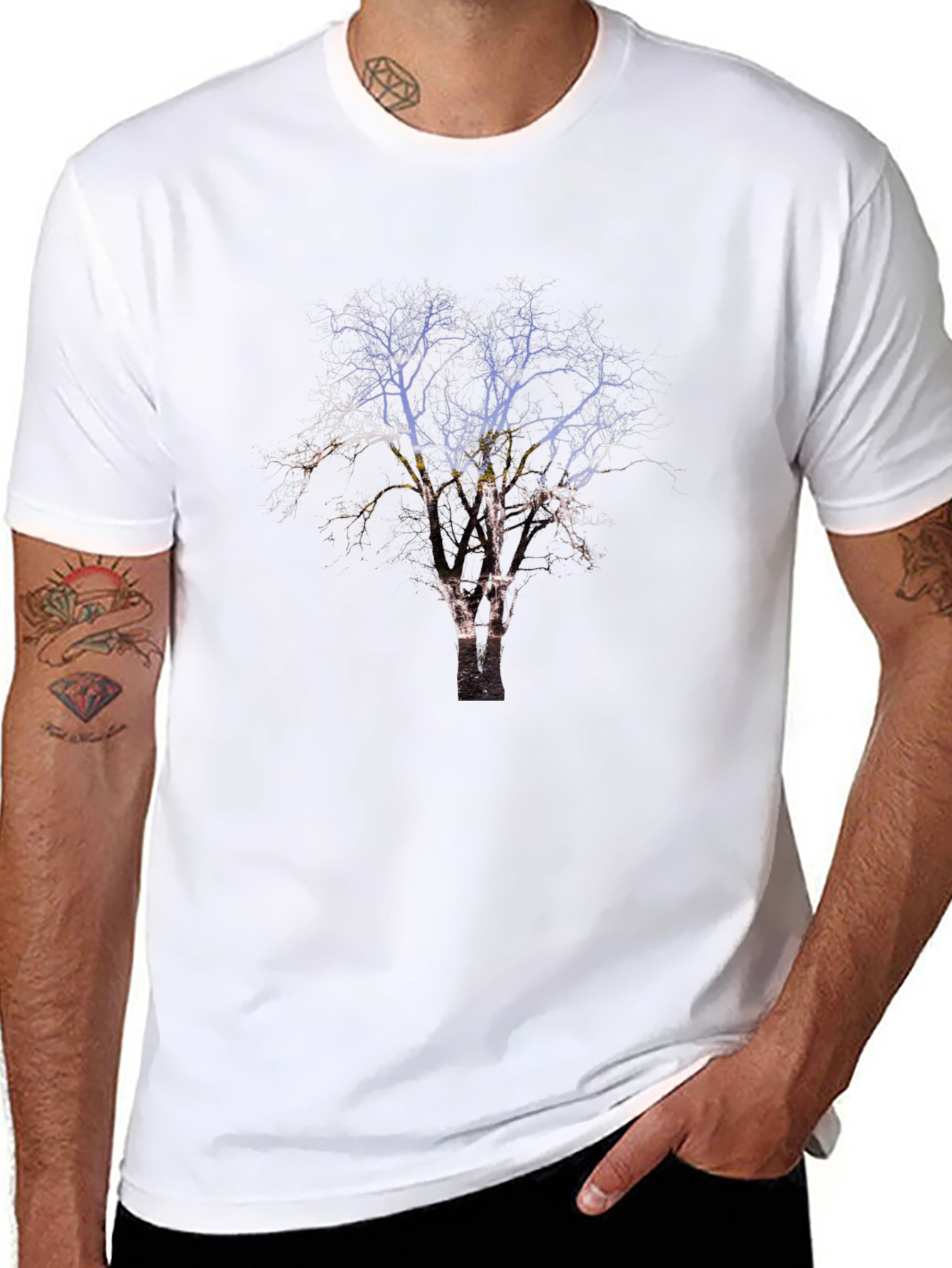 Nature Tree Graphic Black T-Shirt