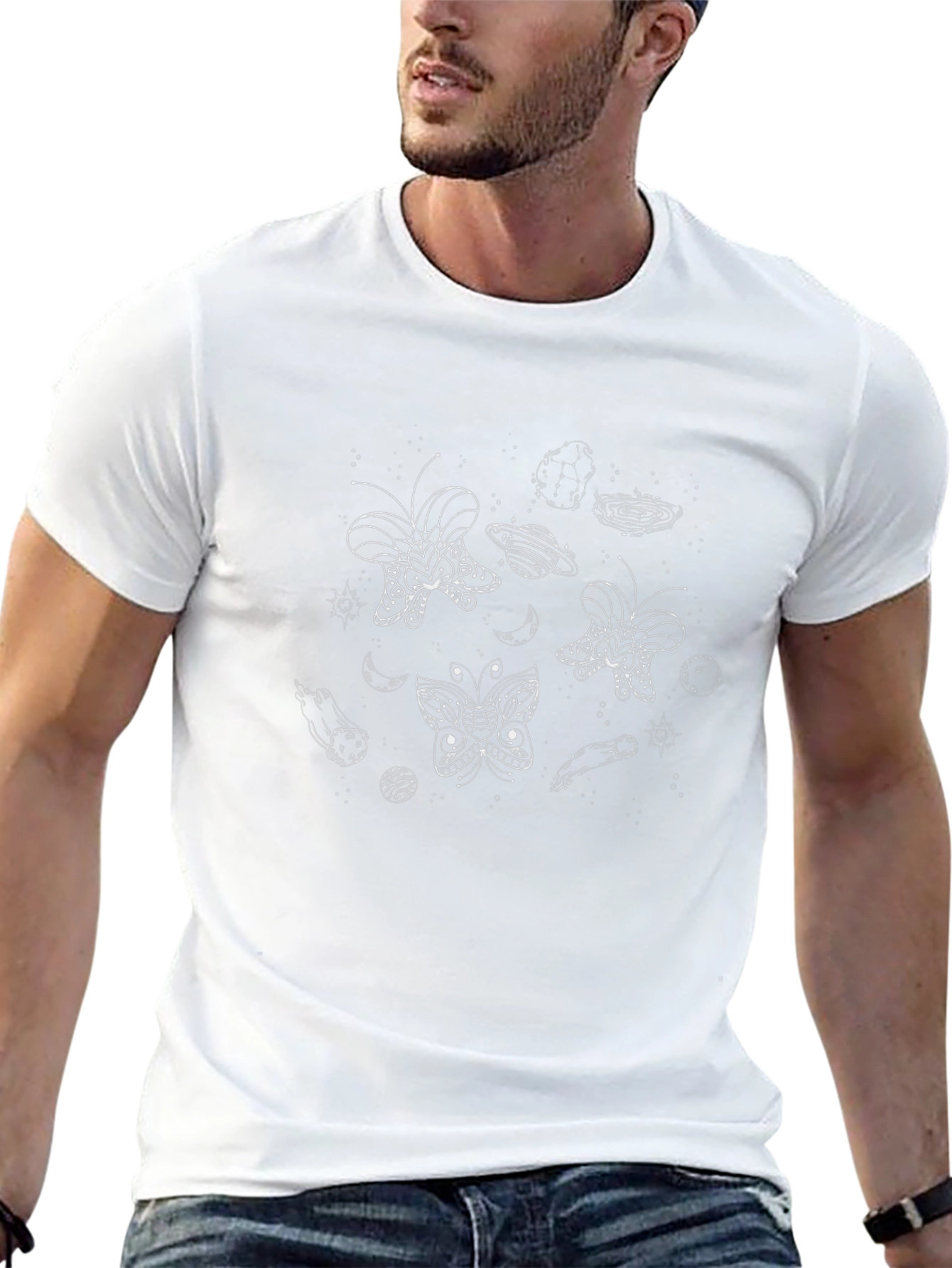 Cosmic Butterfly Graphic Tee - Black Cotton T-Shirt