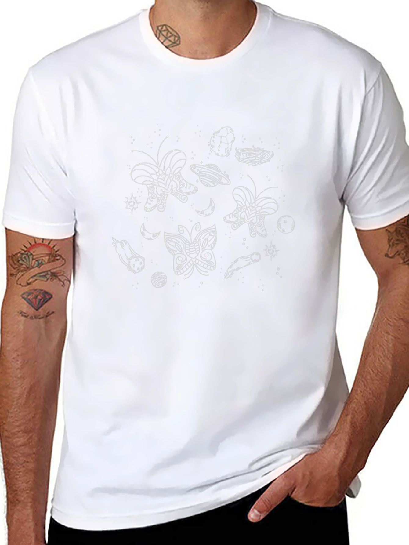 Cosmic Butterfly Graphic Tee - Black Cotton T-Shirt