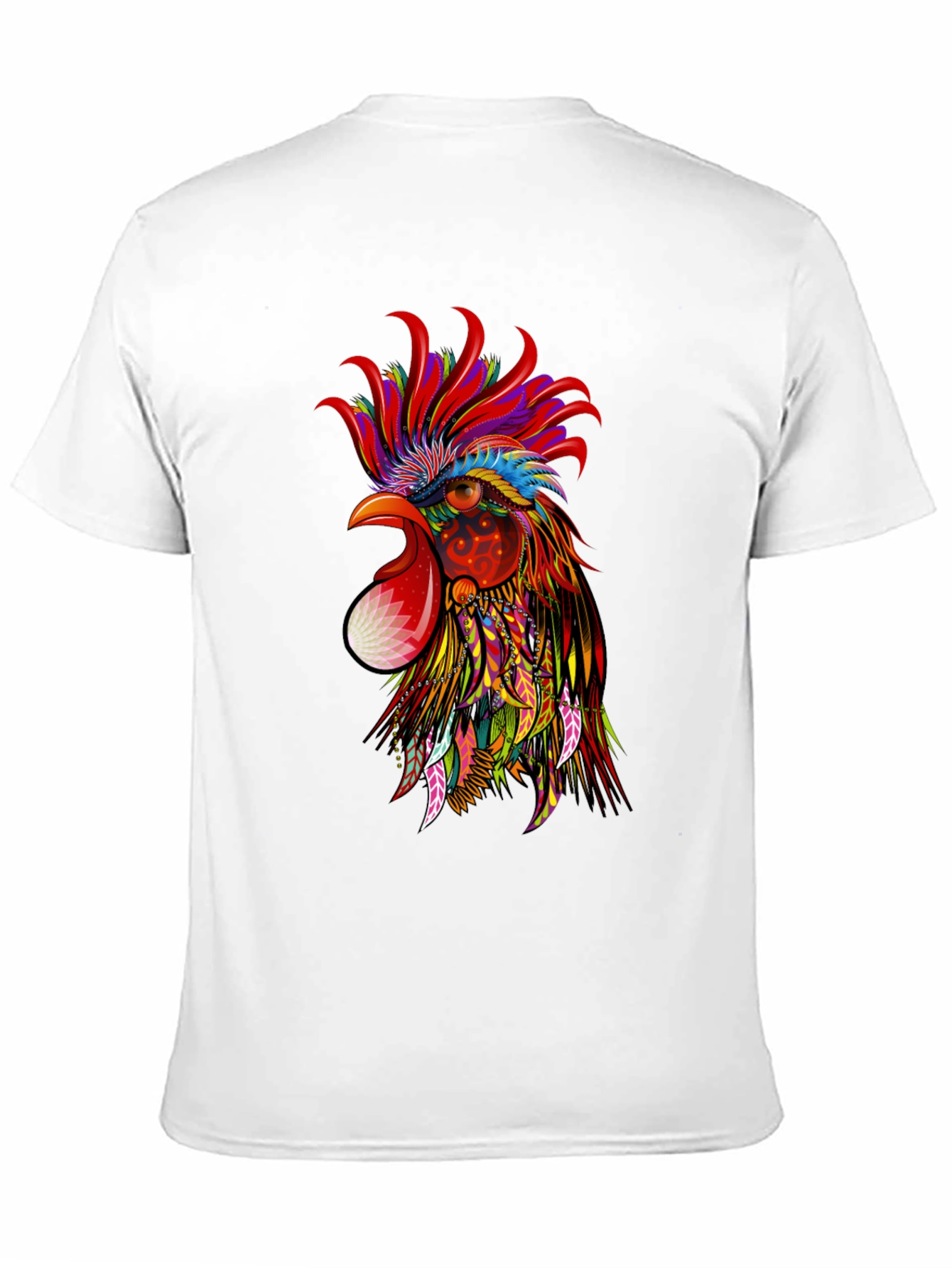 Vibrant Rooster Graphic Black T-Shirt