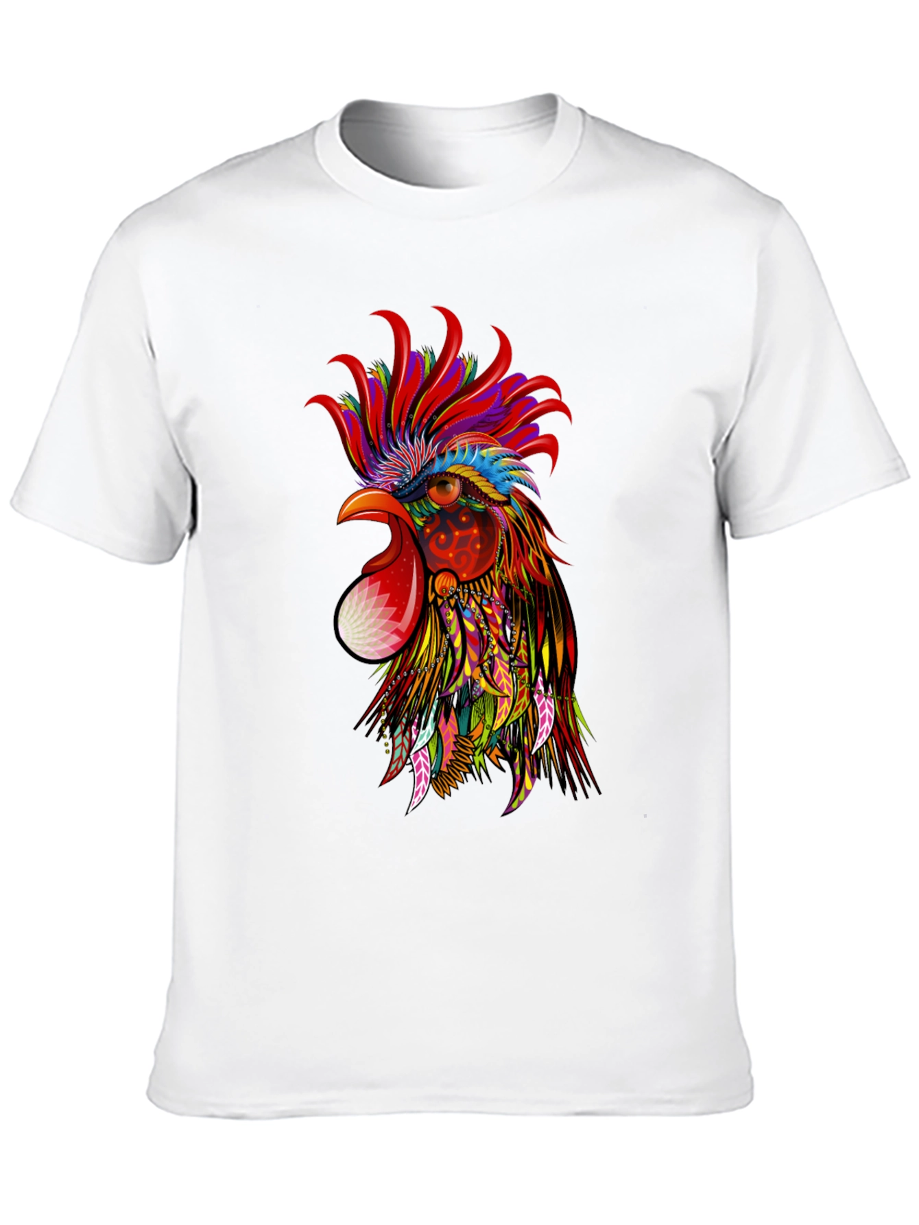 Vibrant Rooster Graphic Black T-Shirt