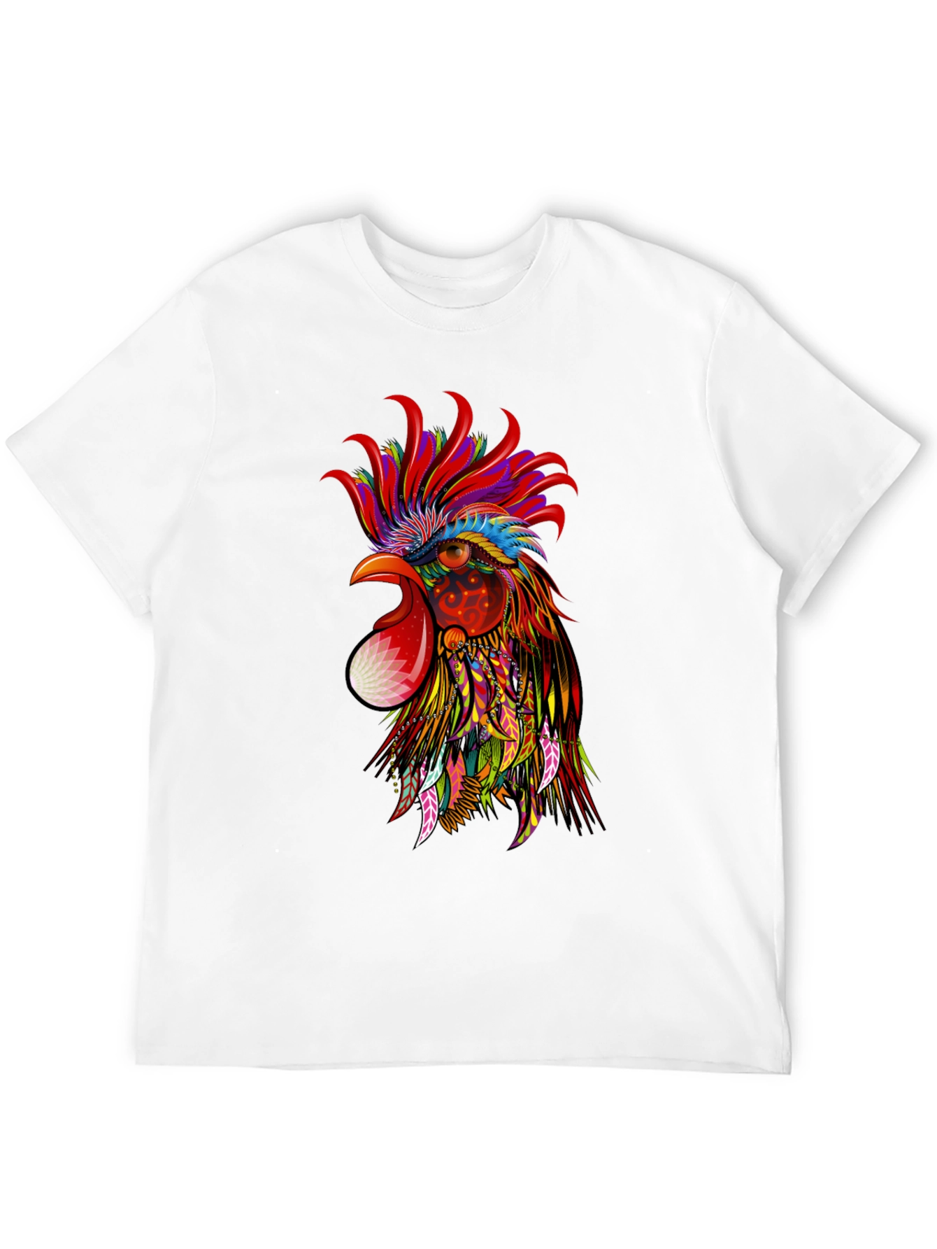 Vibrant Rooster Graphic Black T-Shirt