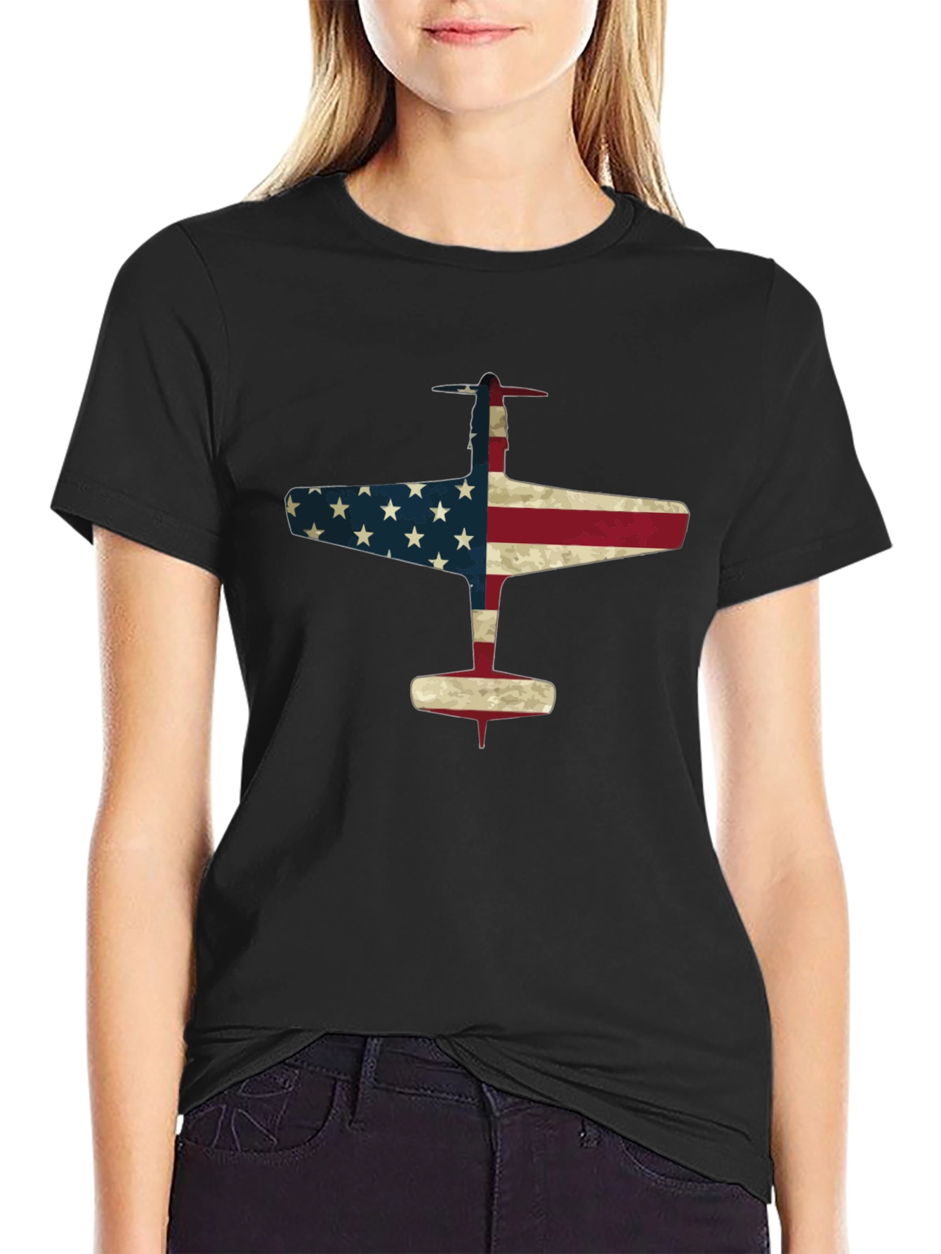 American Flag Airplane Graphic Tee