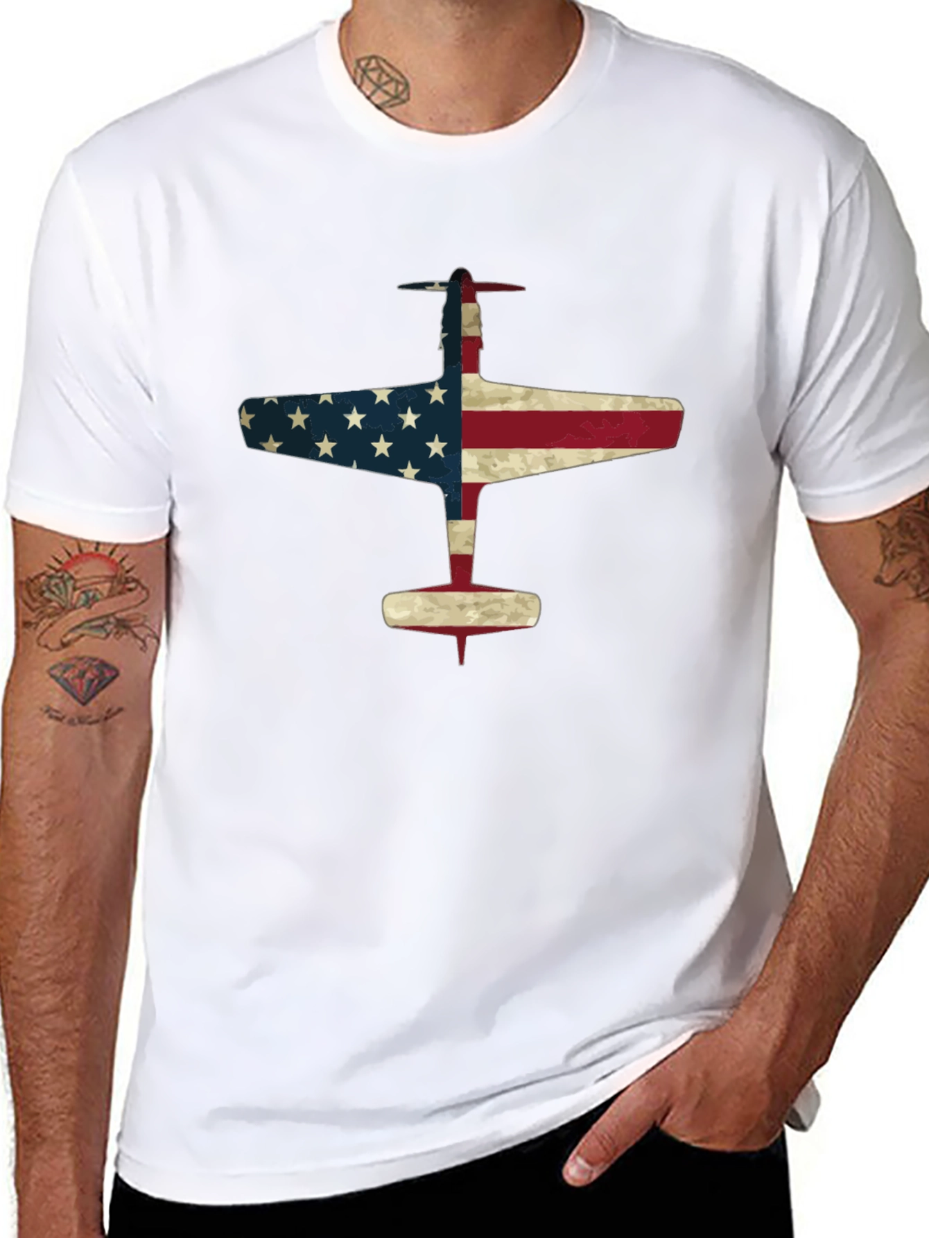 American Flag Airplane Graphic Tee