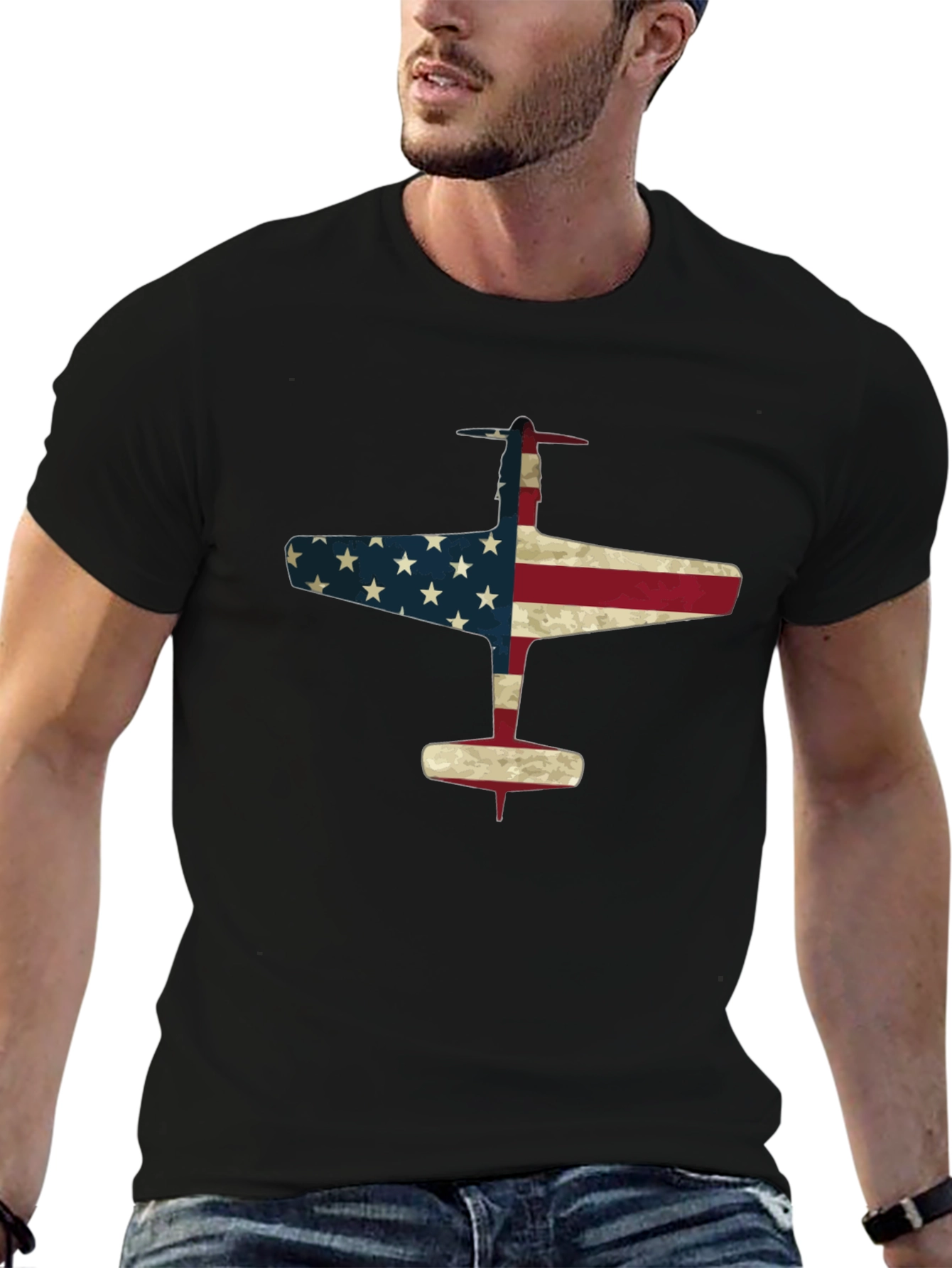 American Flag Airplane Graphic Tee