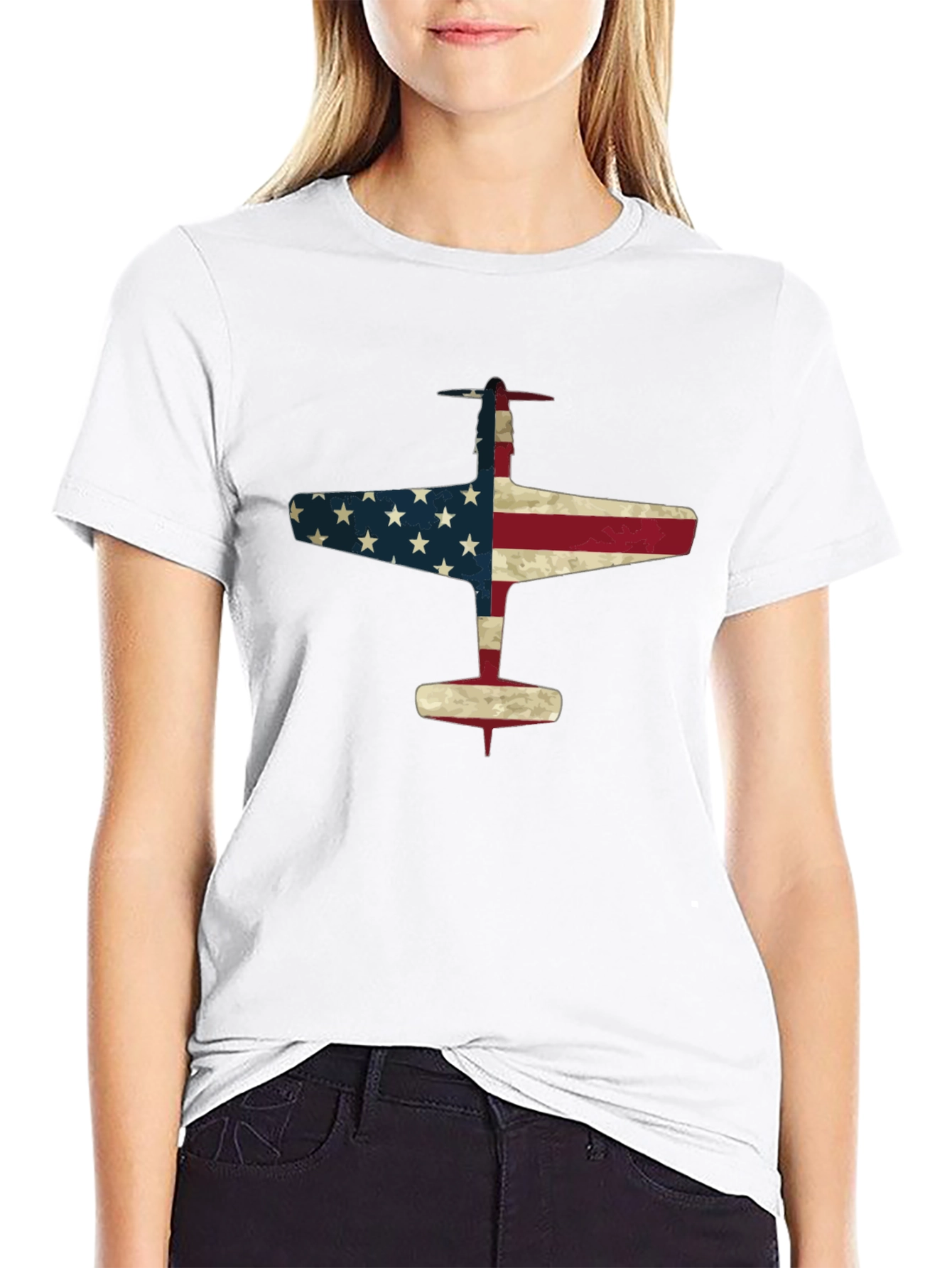 American Flag Airplane Graphic Tee