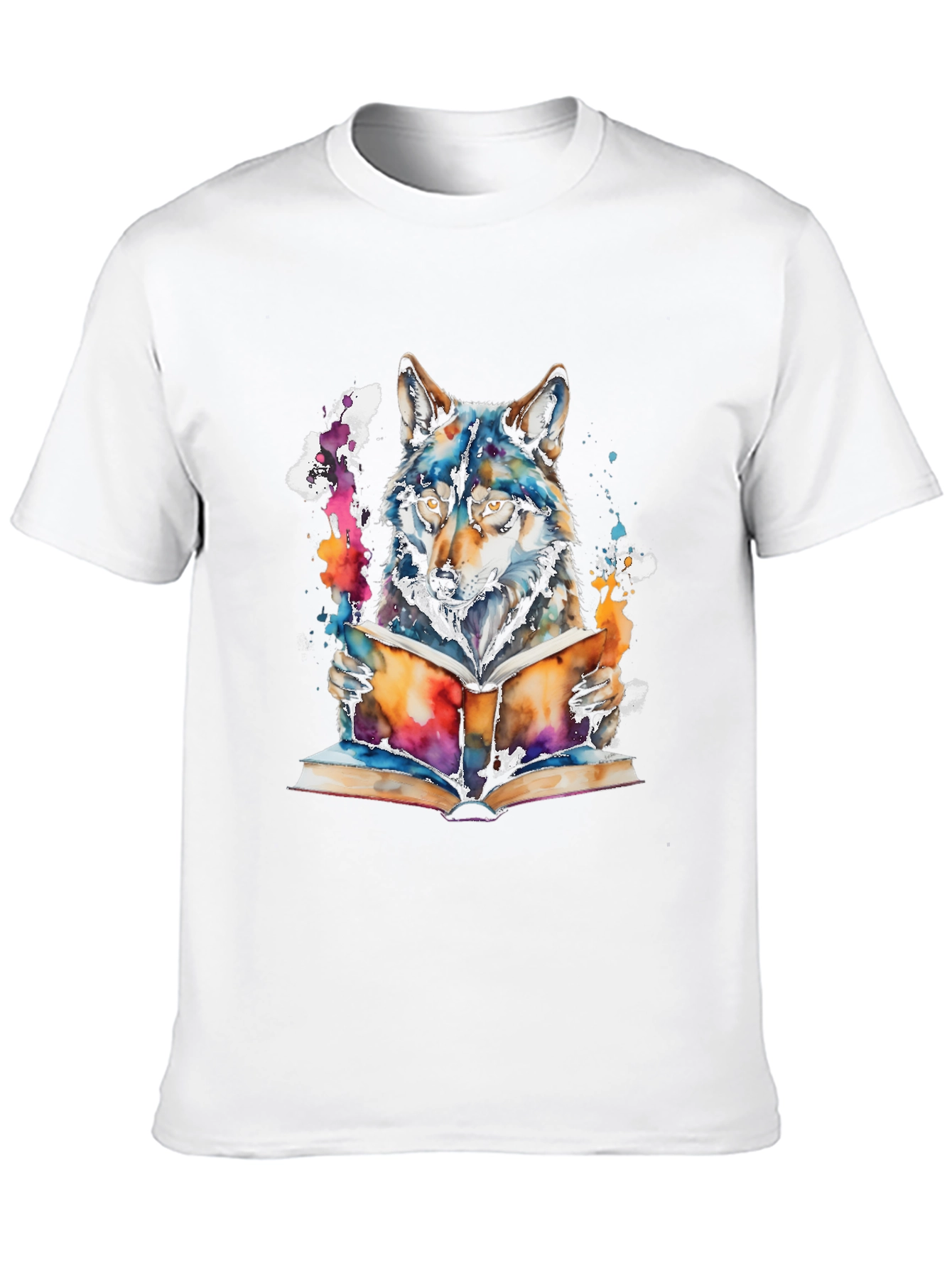 Wolf Reading Book Graphic Tee - Unisex Black T-Shirt