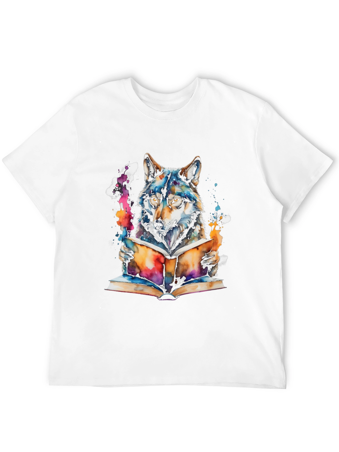 Wolf Reading Book Graphic Tee - Unisex Black T-Shirt