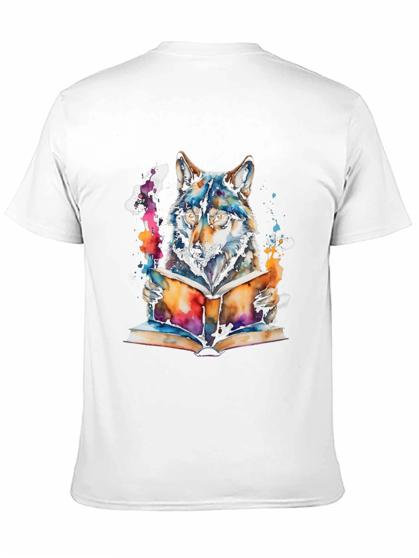 Wolf Reading Book Graphic Tee - Unisex Black T-Shirt