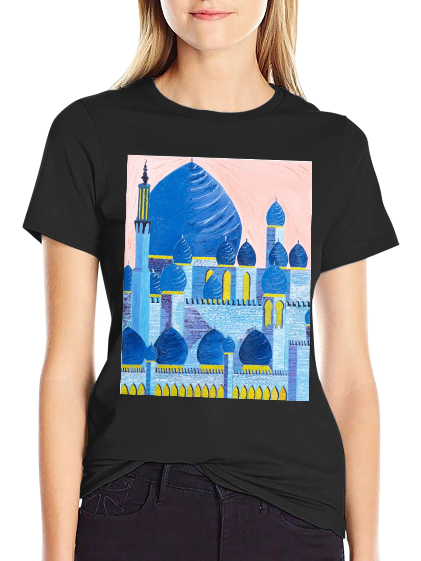 Mosque Graphic Print Black T-Shirt