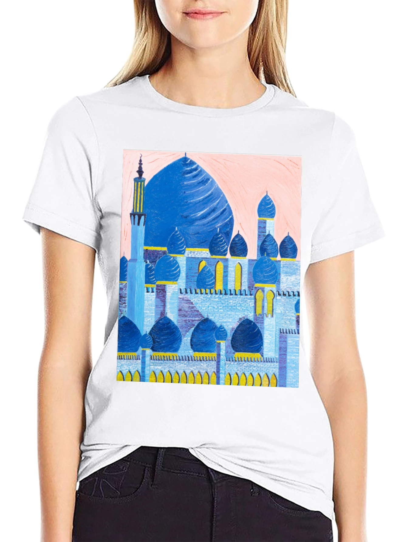 Mosque Graphic Print Black T-Shirt