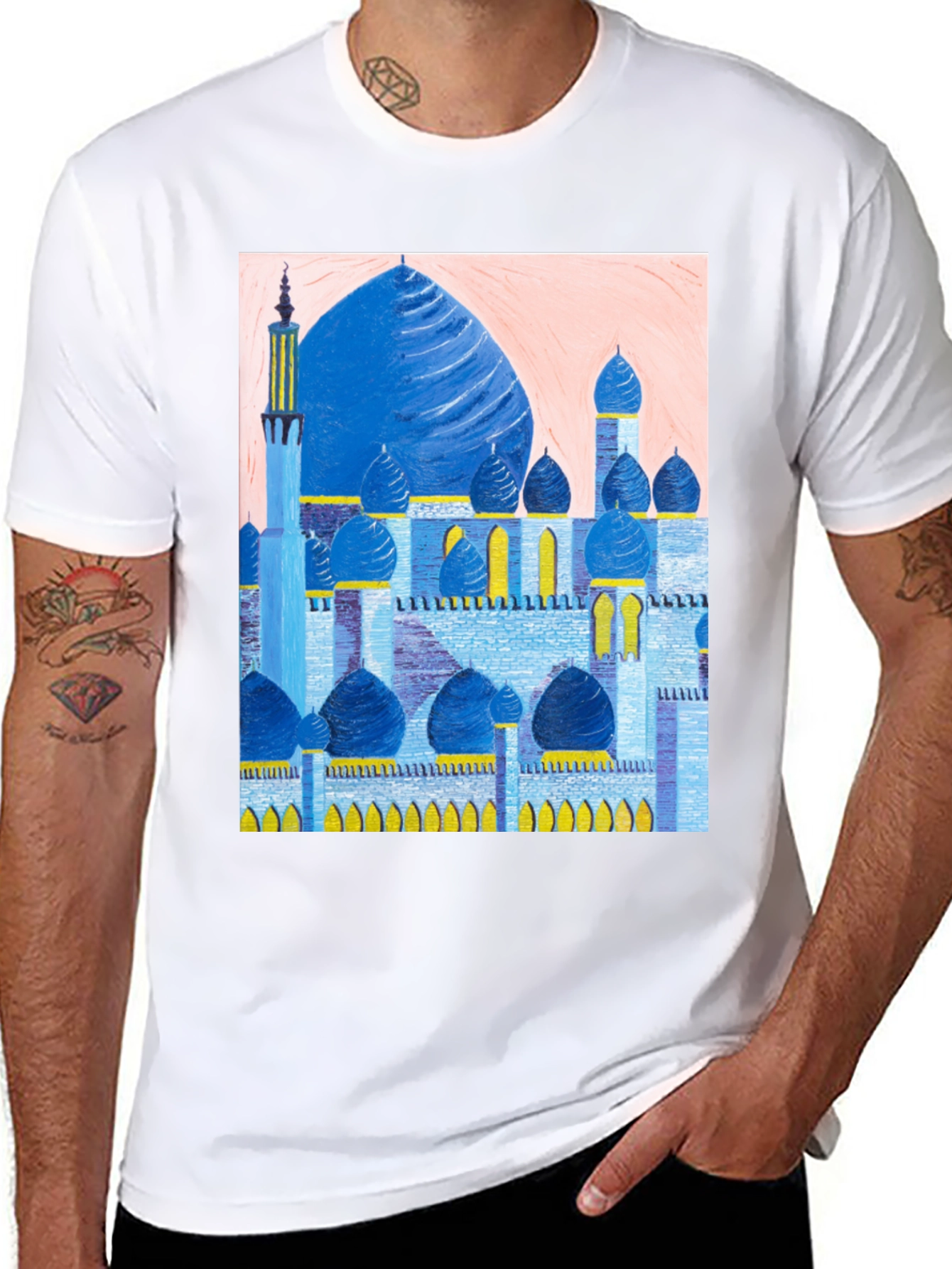 Mosque Graphic Print Black T-Shirt