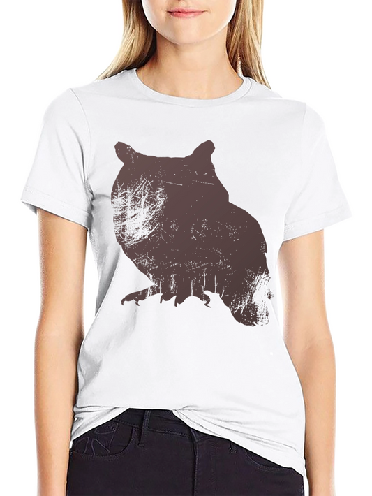 Owl Silhouette Graphic Print T-Shirt