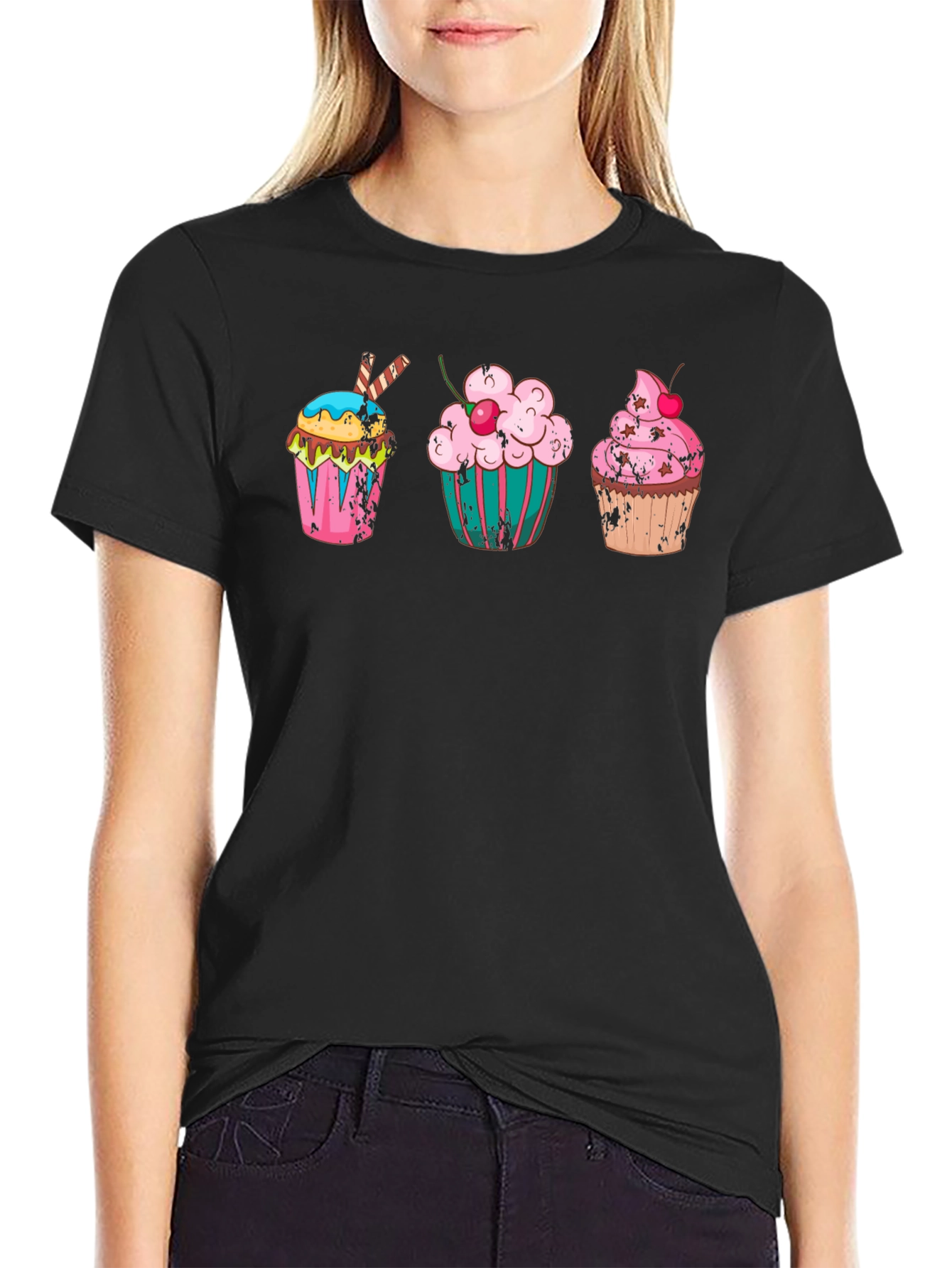 Cupcake Graphic Print T-Shirt - Quirky Design