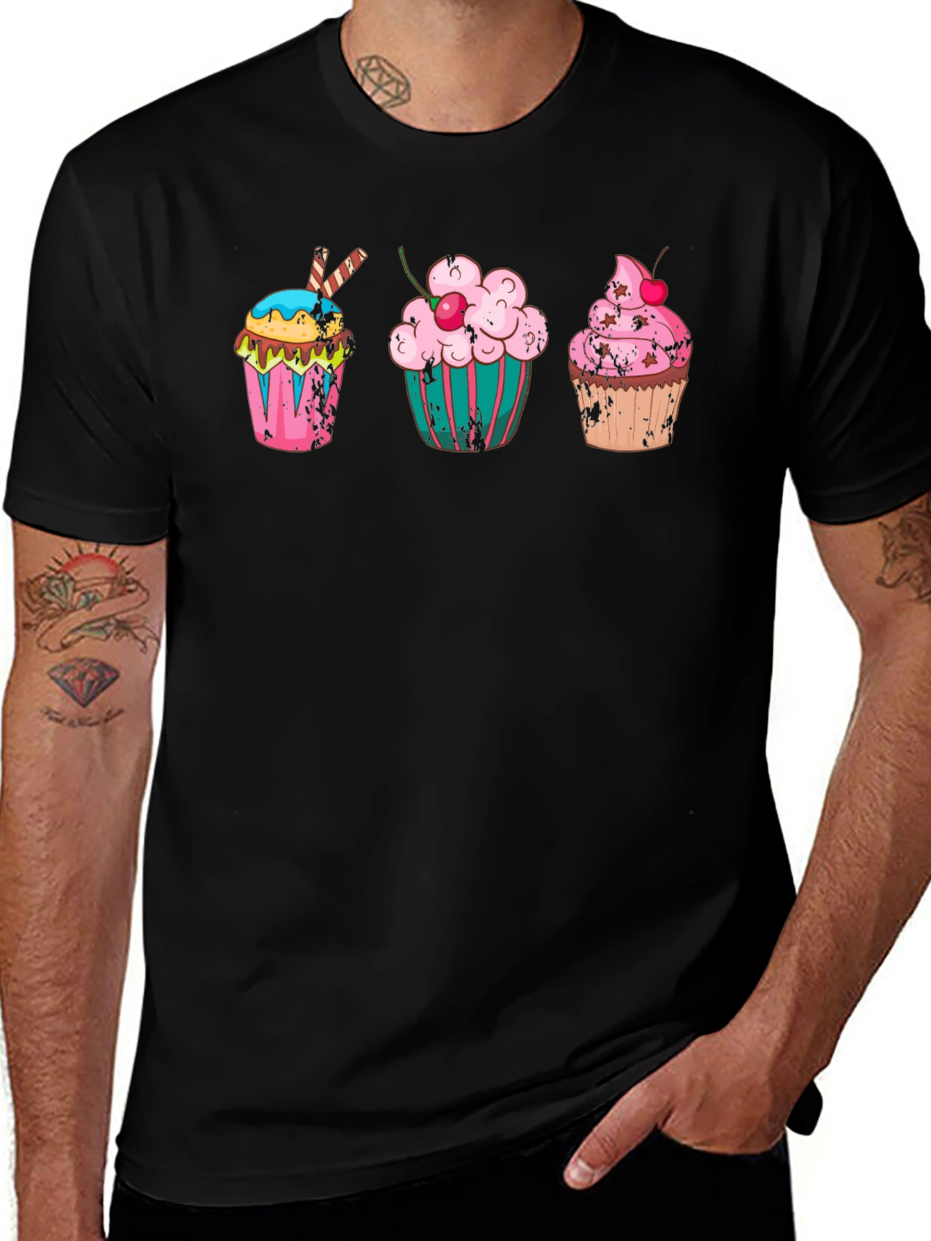 Cupcake Graphic Print T-Shirt - Quirky Design