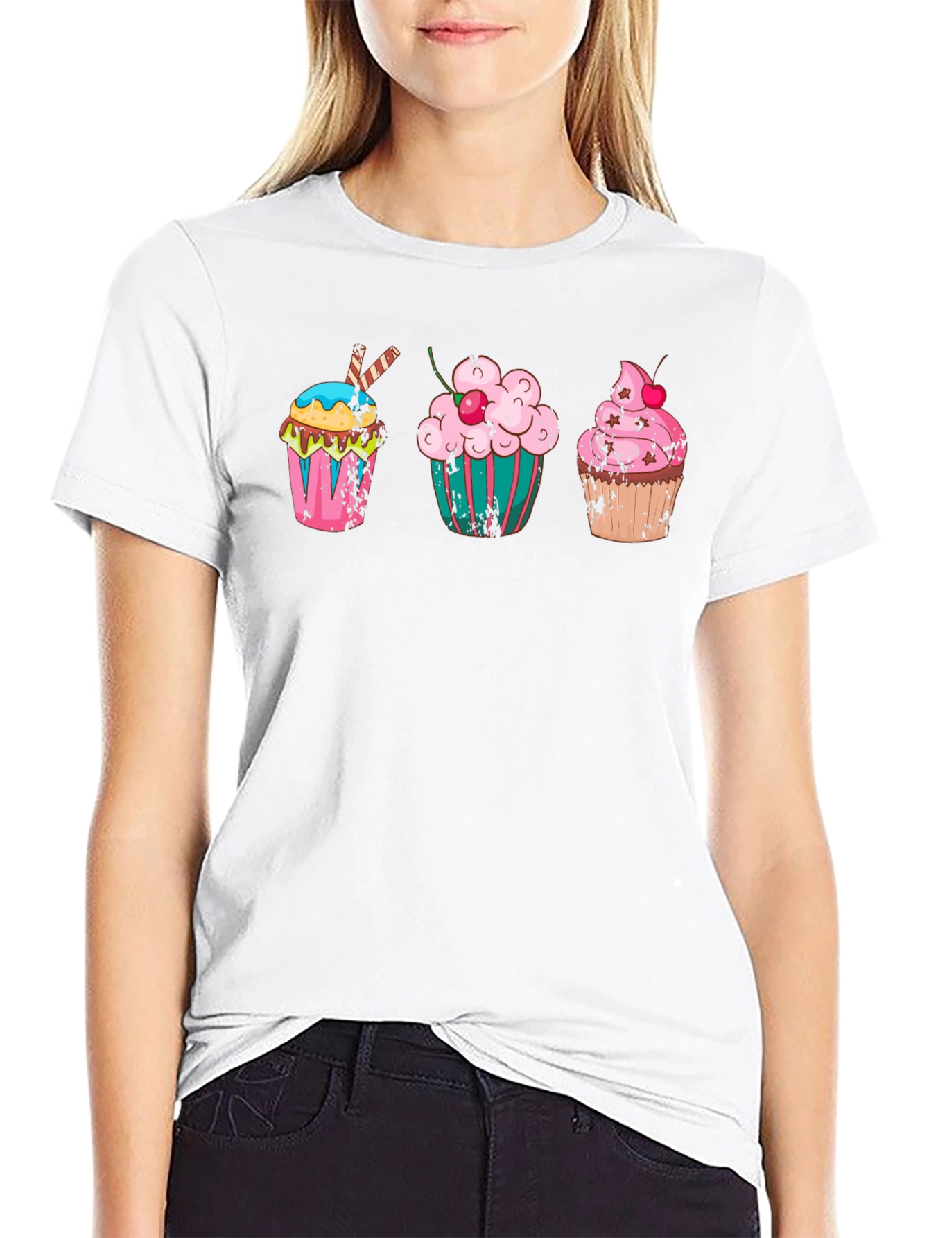Cupcake Graphic Print T-Shirt - Quirky Design
