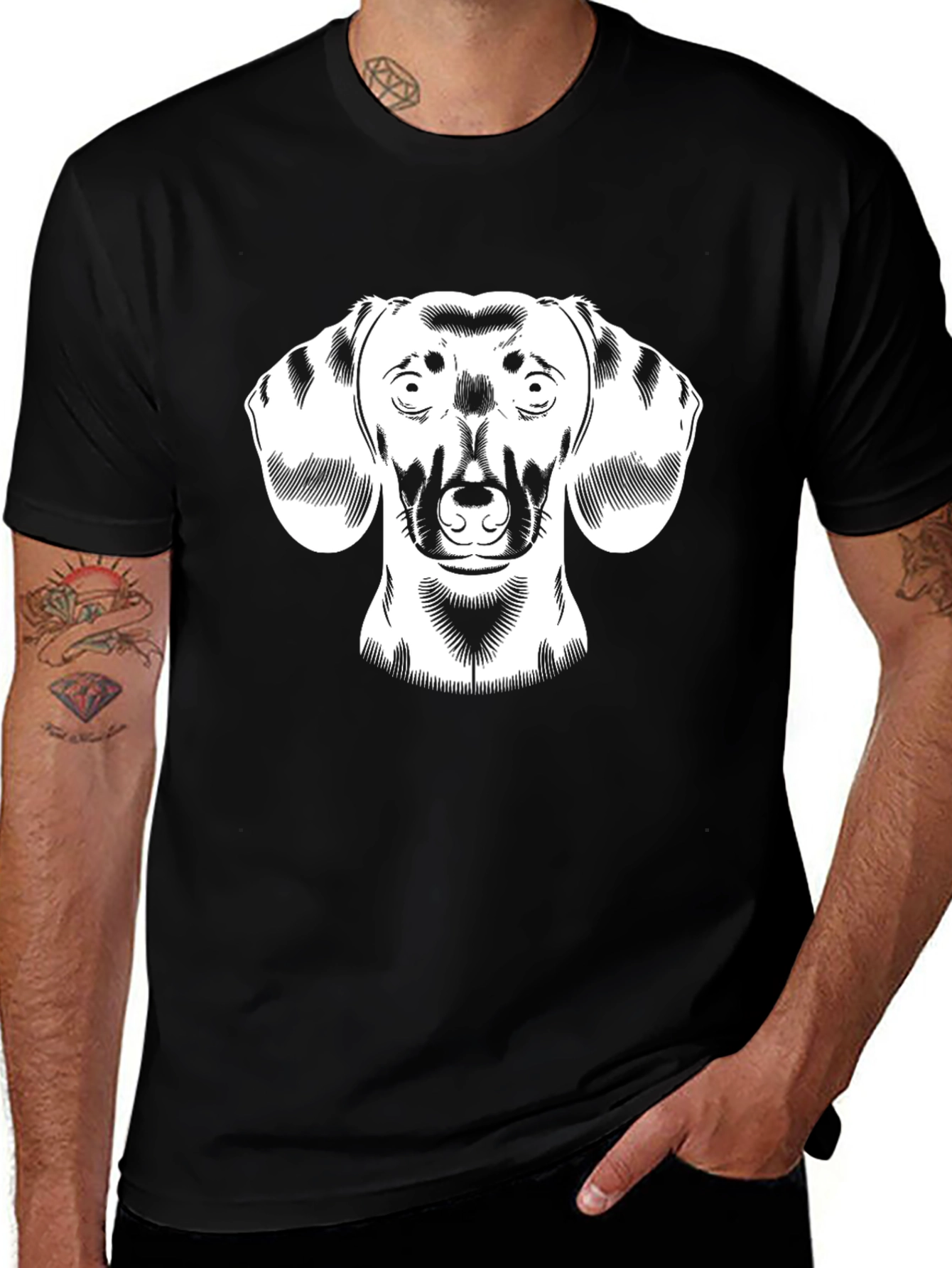 Dachshund Graphic Tee - Black Cotton Comfort