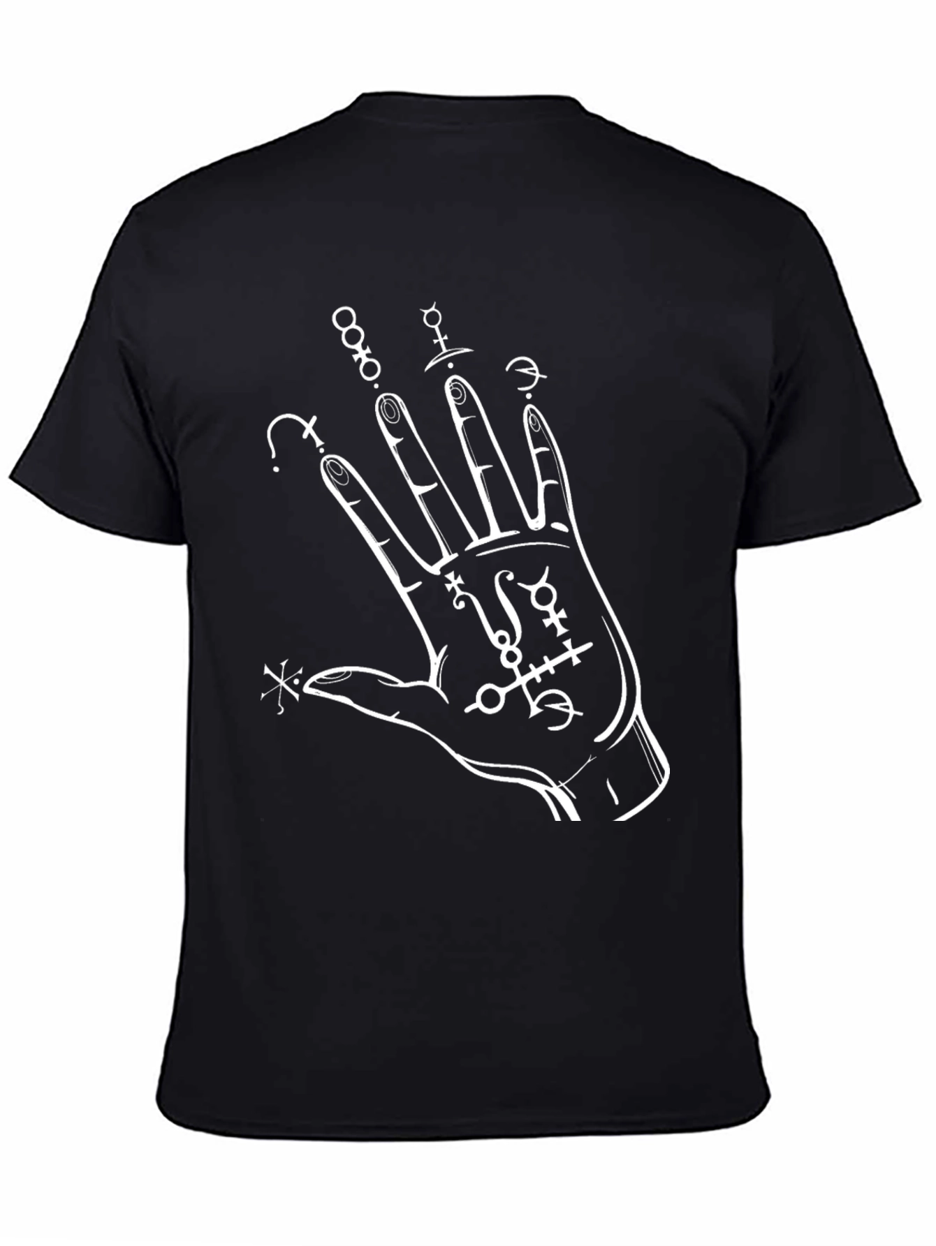 Mystic Hand Print T-Shirt - Black Cotton Tee